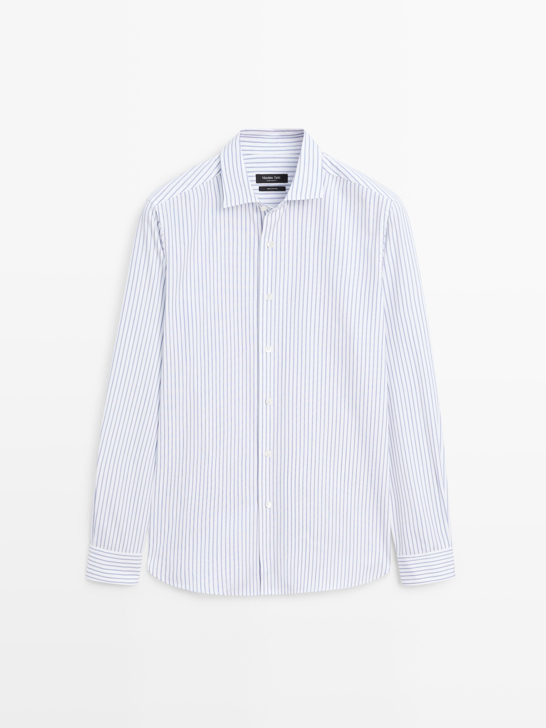 Regular fit striped shirt — Light Blue