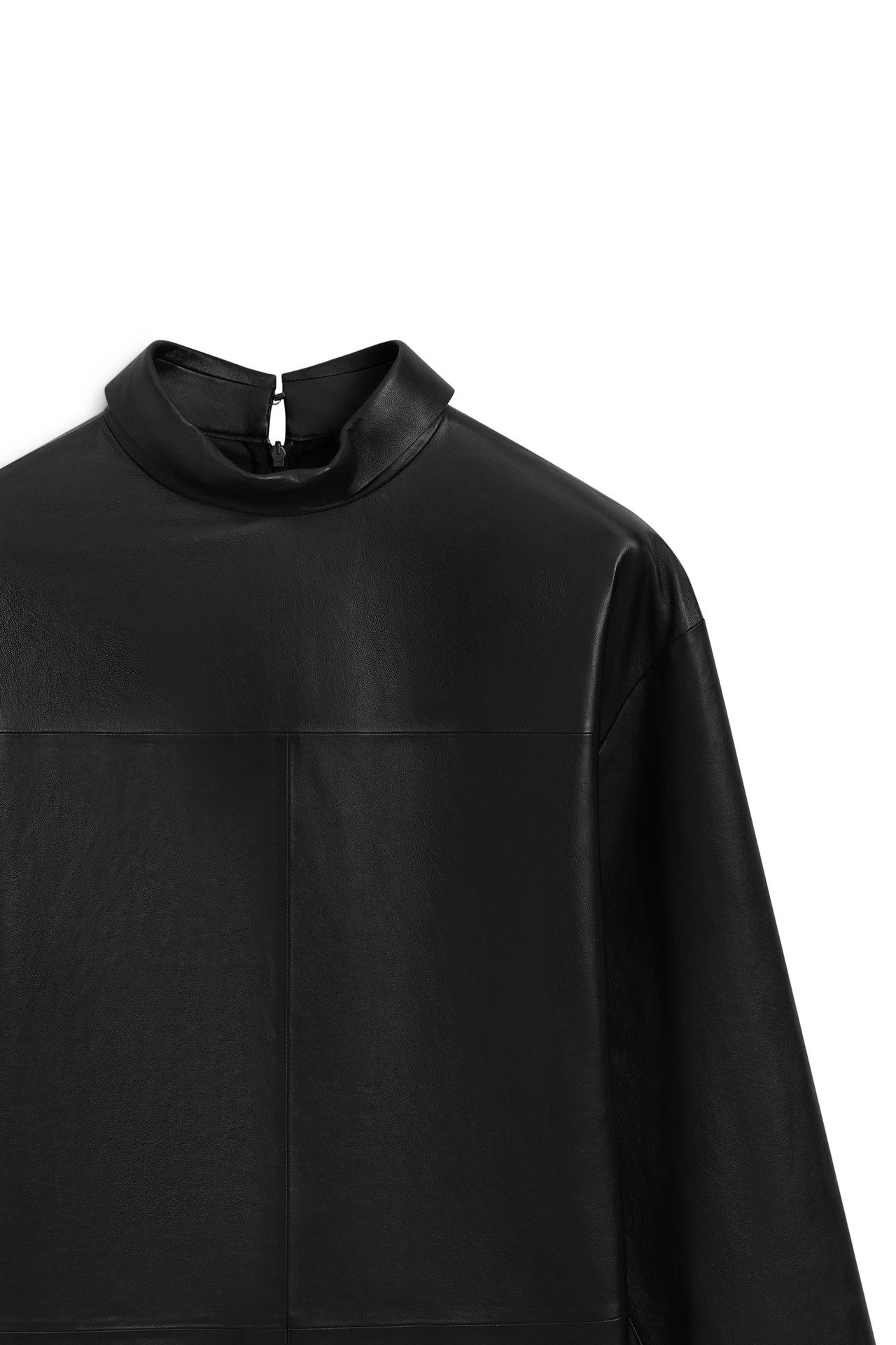 High neck leather blouse - LIMITED EDITION — Black