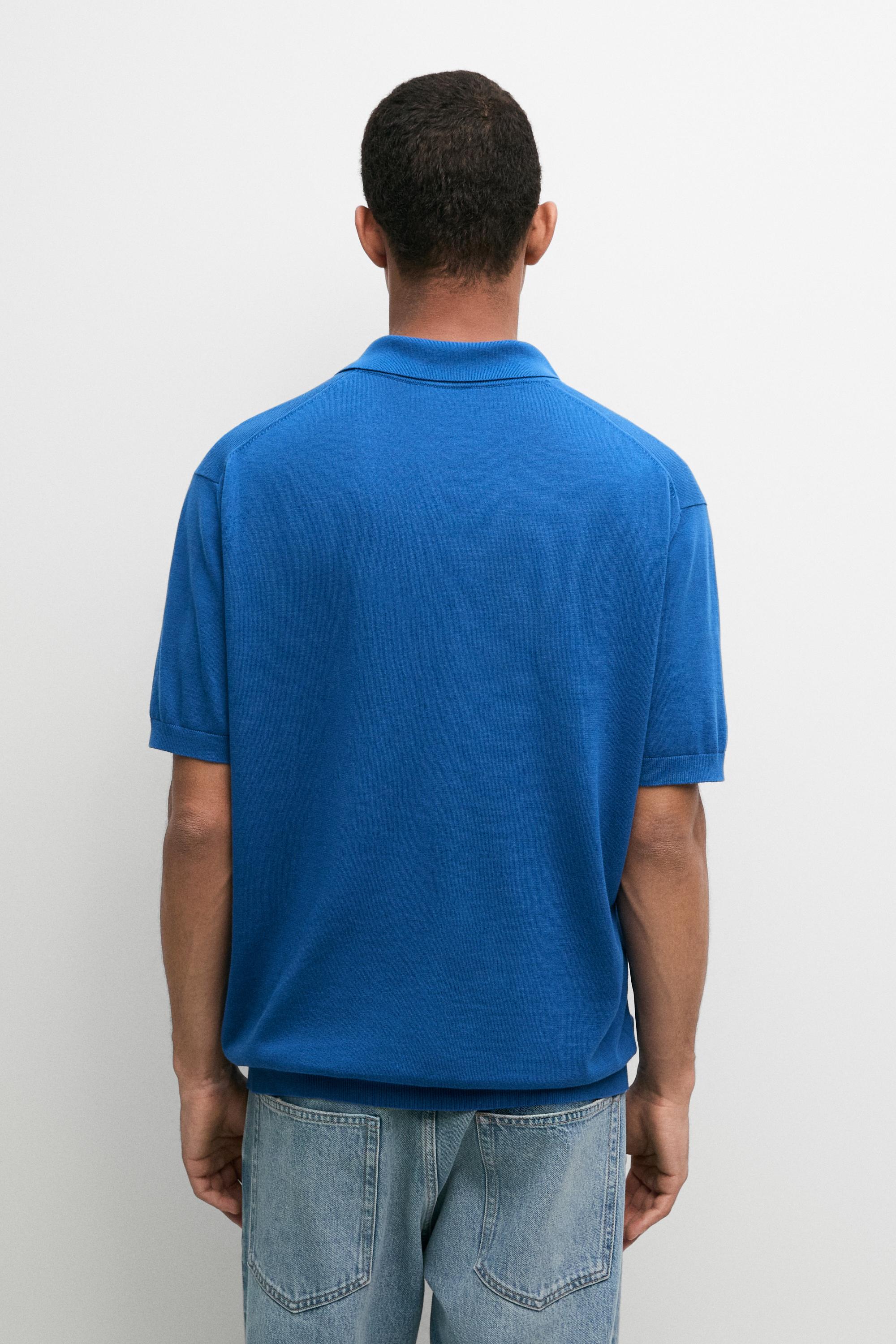 100% Cotton Knit Polo Shirt — BLUE