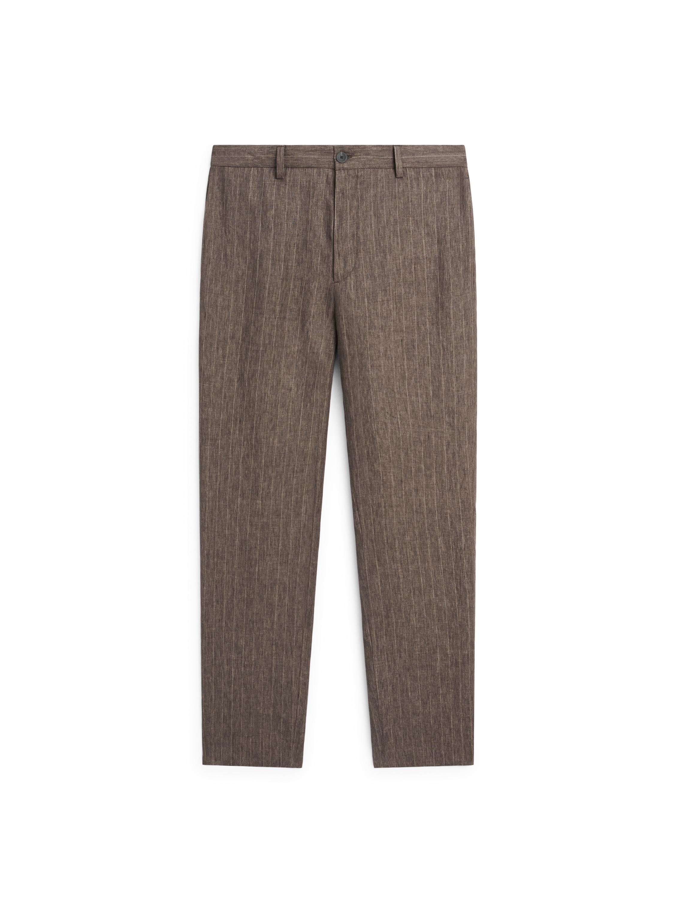 Striped linen trousers — BROWN