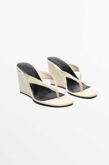 Leather wedge sandal — CREAM 2
