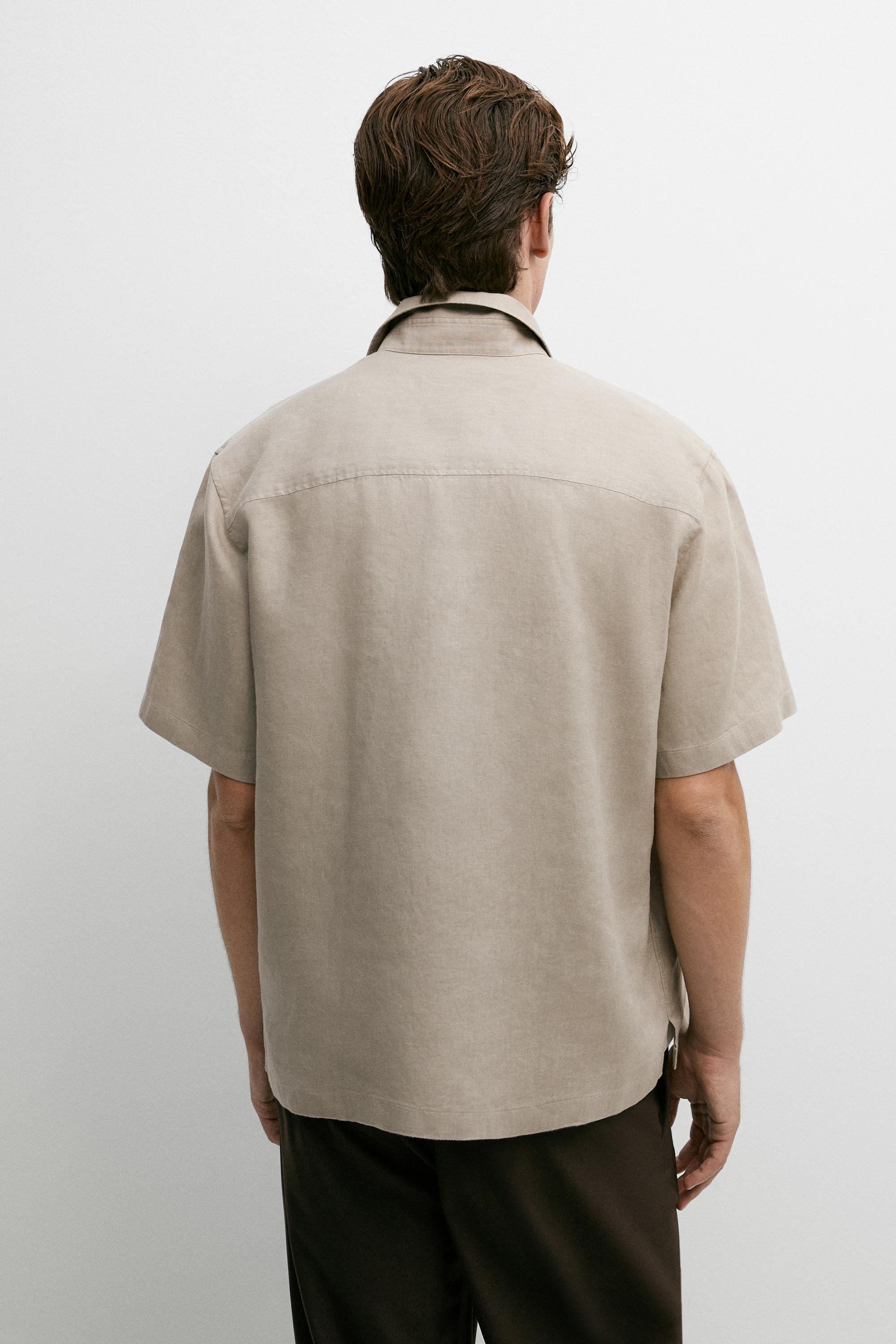 100% linen short sleeve shirt — SAND