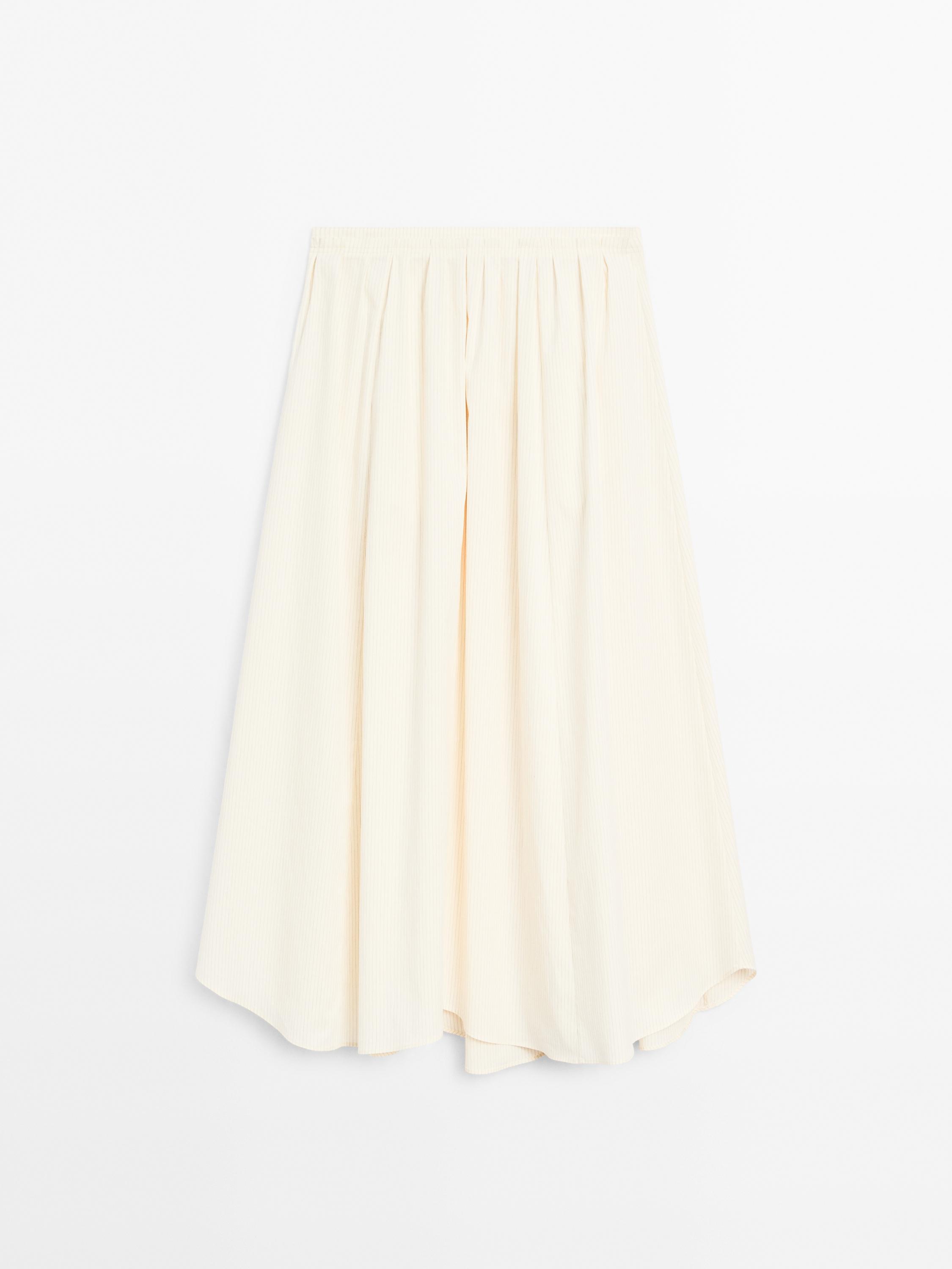 Falda midi vuelo estampado rayas