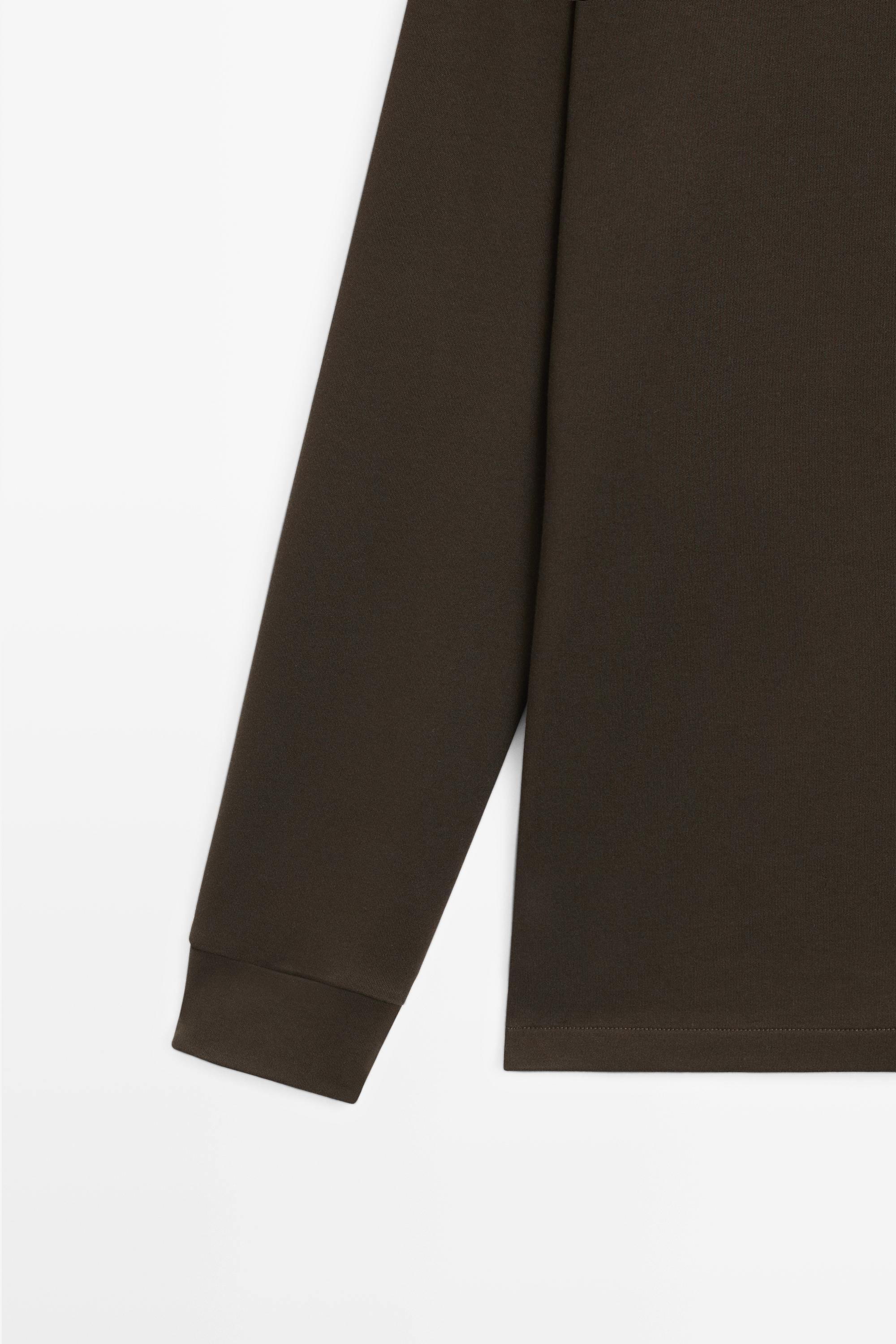 100% cotton long sleeve polo shirt — Chocolate