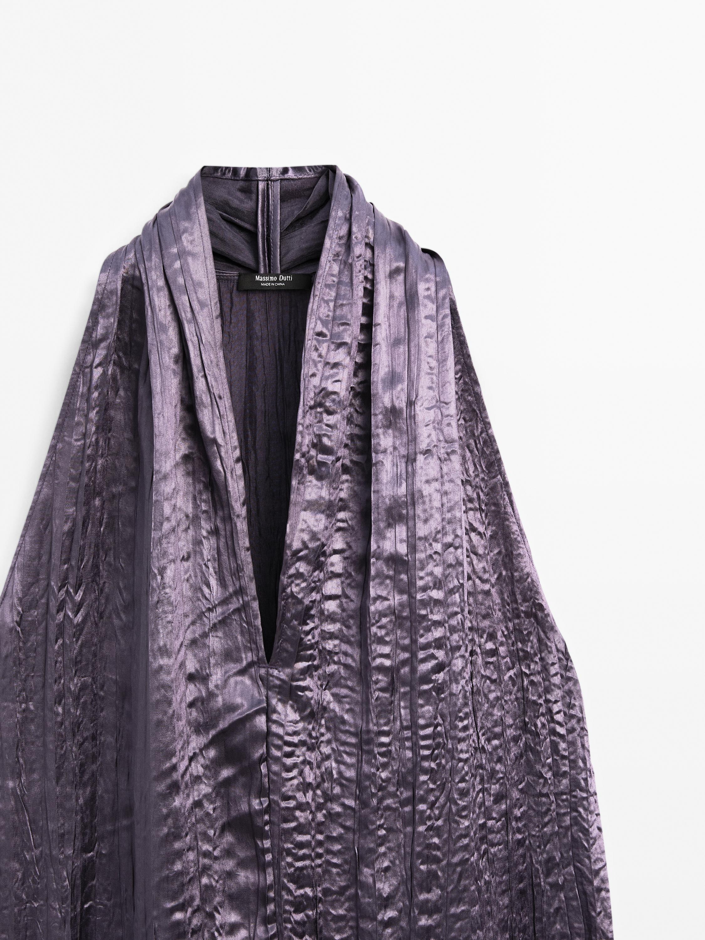 Long pleated halterneck dress