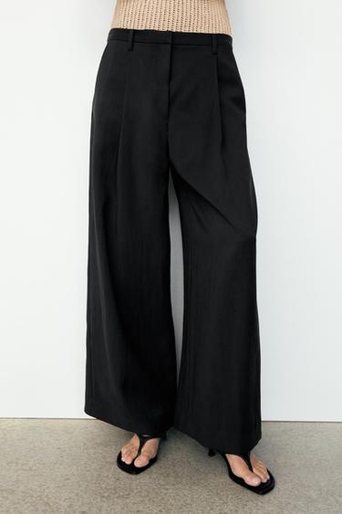 Flowing cropped wide-leg pants — BLACK 3
