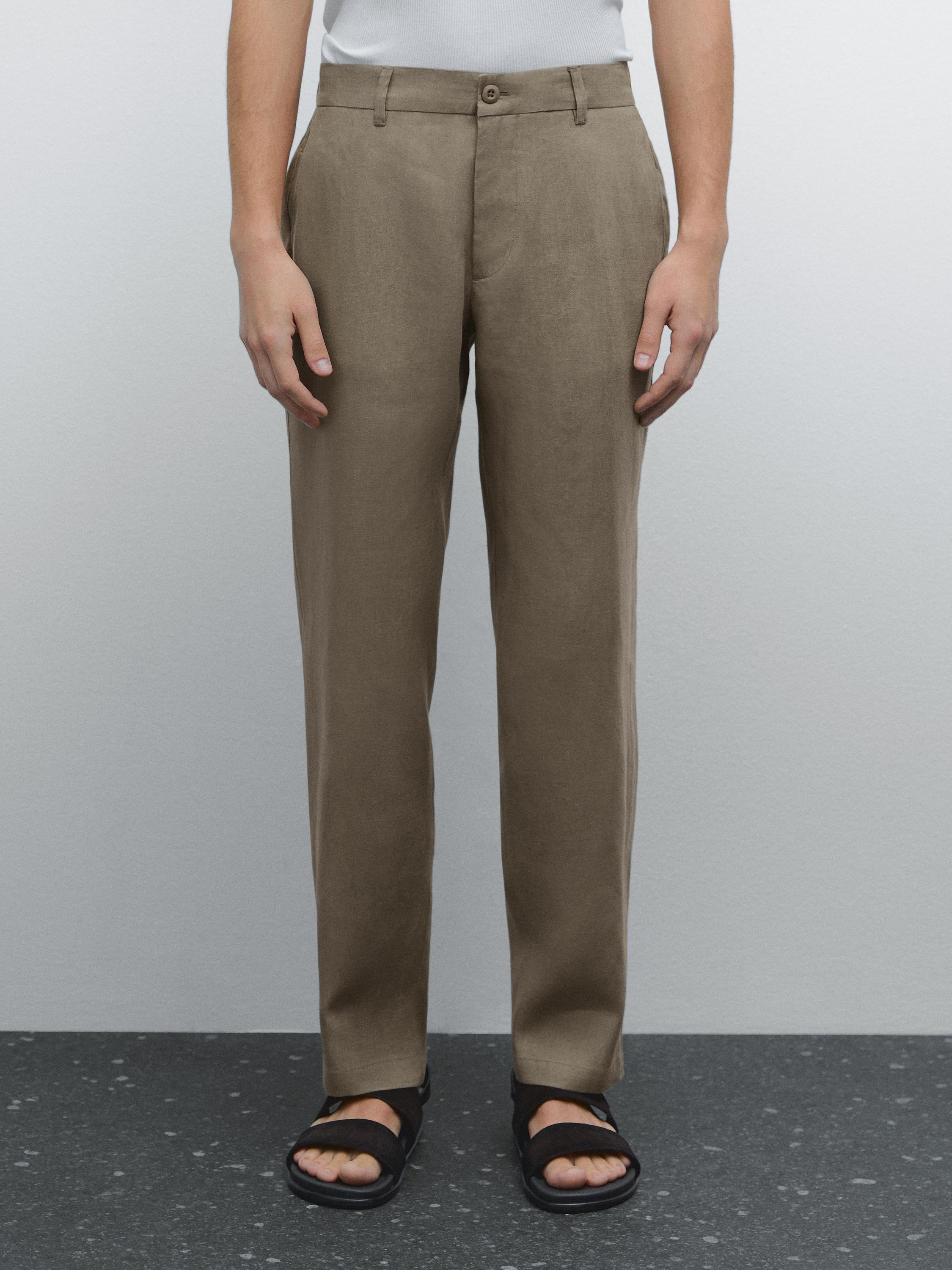 Tapered fit trousers 100% linen