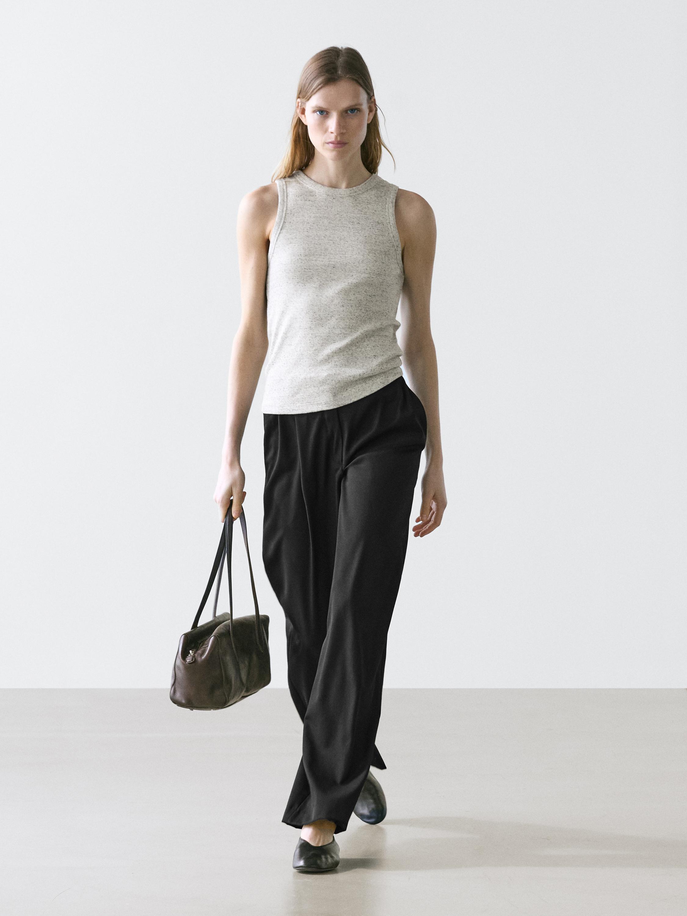 Extra fine wool pleated pants — BLACK