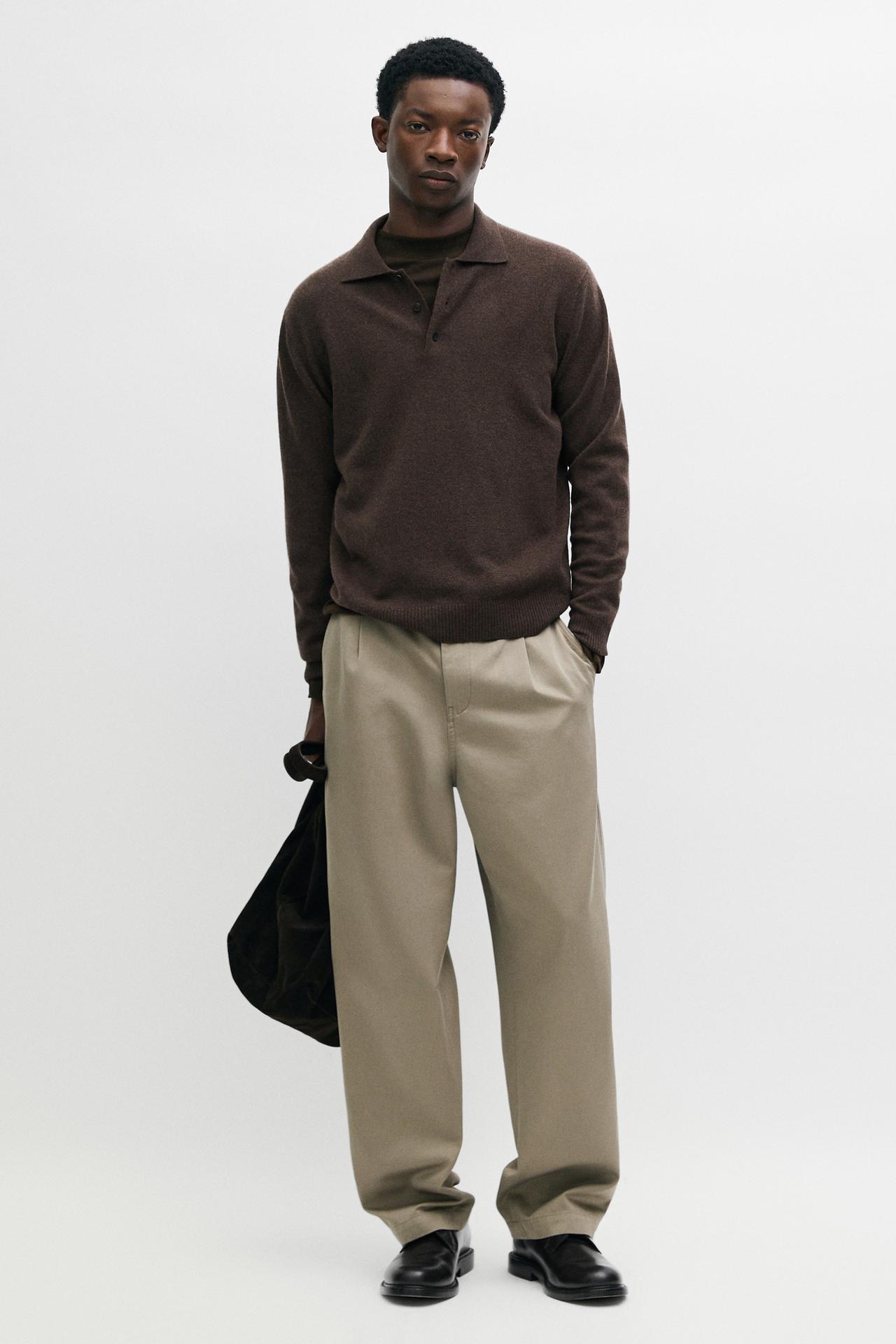 Relaxed fit pants with dart detail — MOLE BROWN