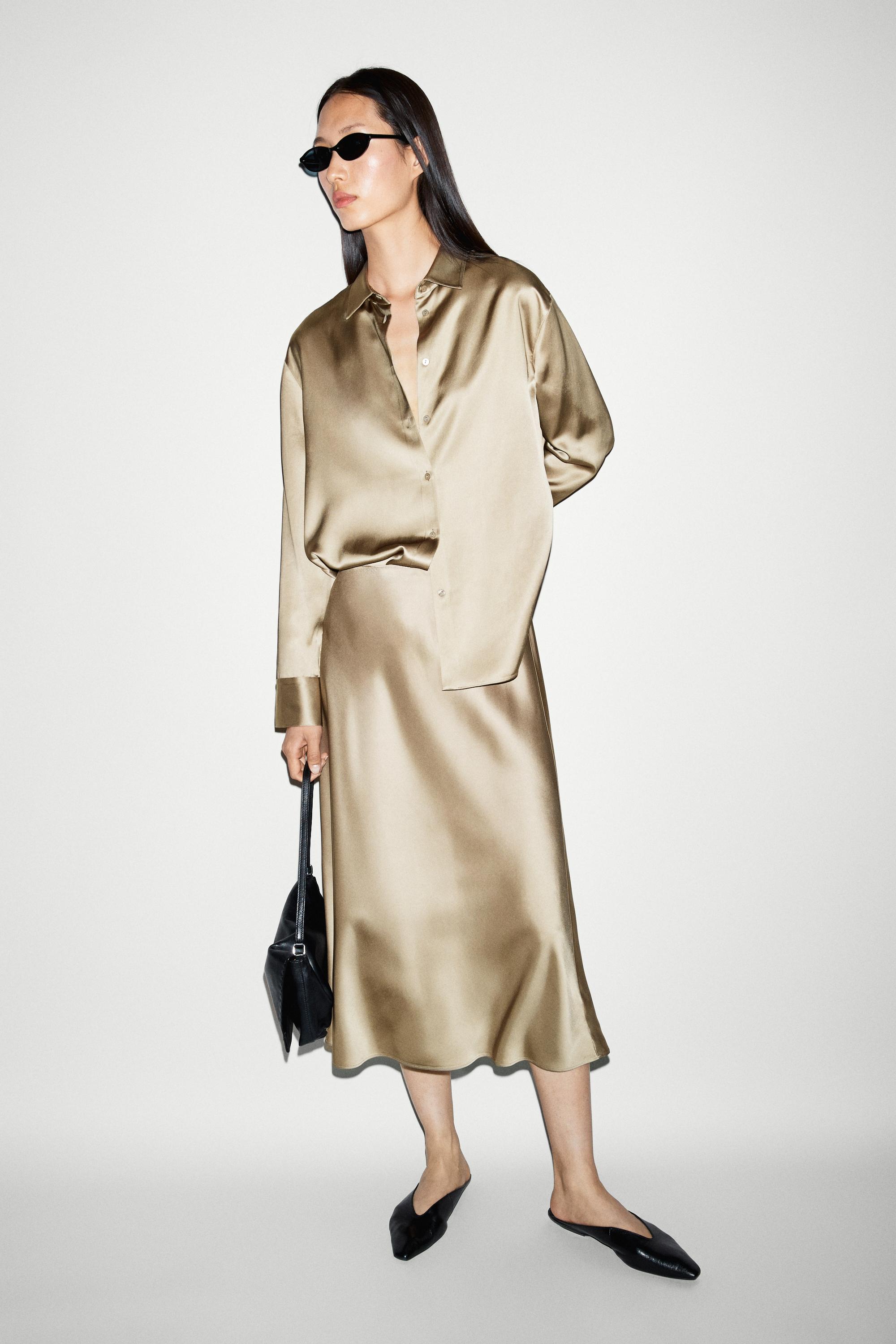Satin midi skirt