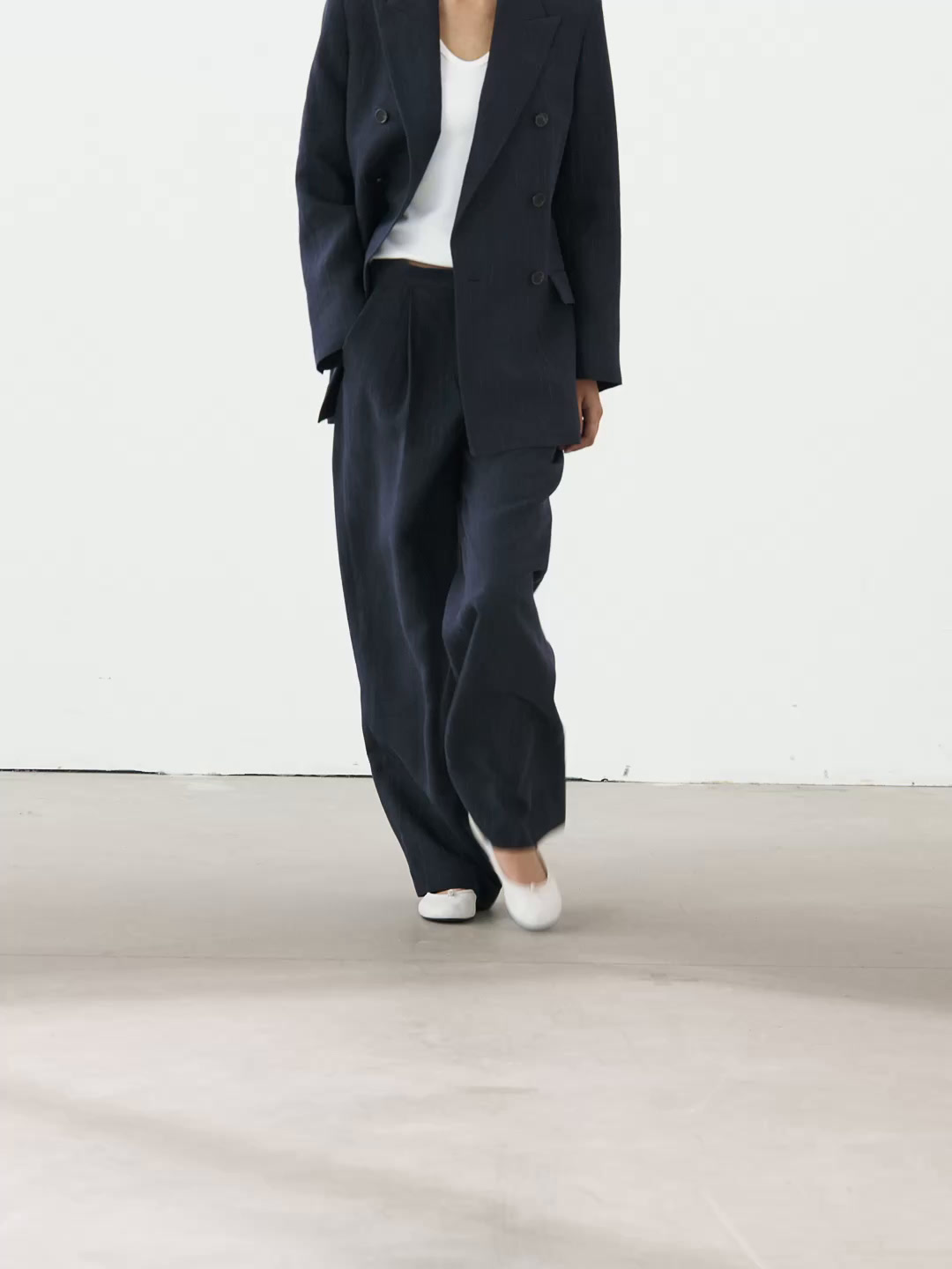 Linen blend pinstripe blazer
