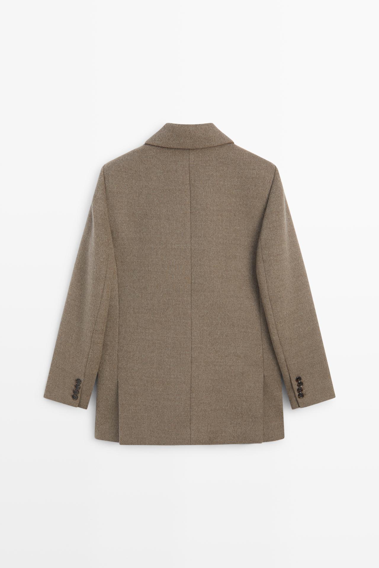 Medium wool blend double-breasted coat — BEIGE