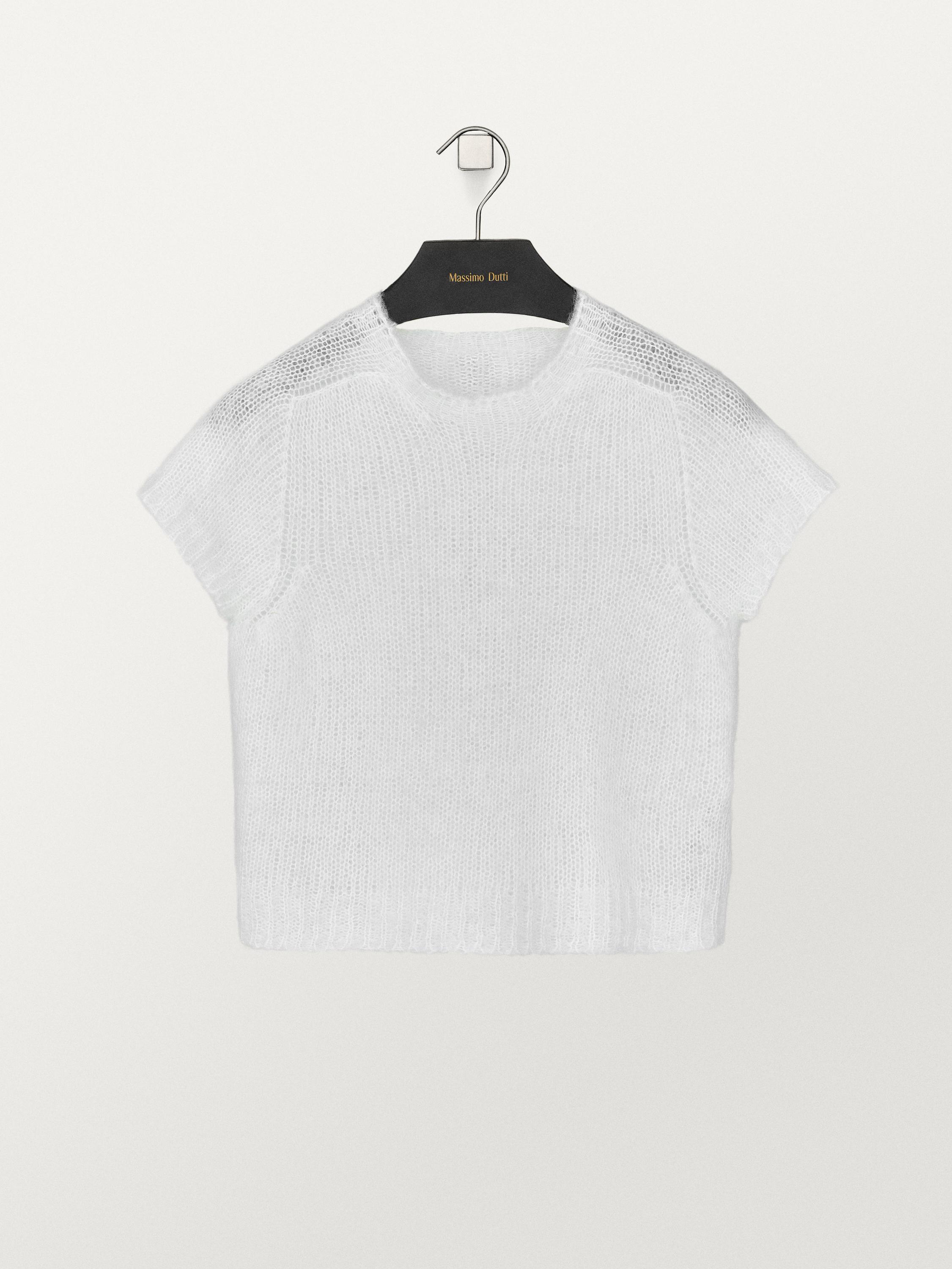 Alpaca blend knit short sleeve sweater