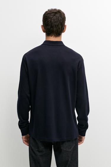 100% cotton long sleeve polo shirt — INK BLUE 5