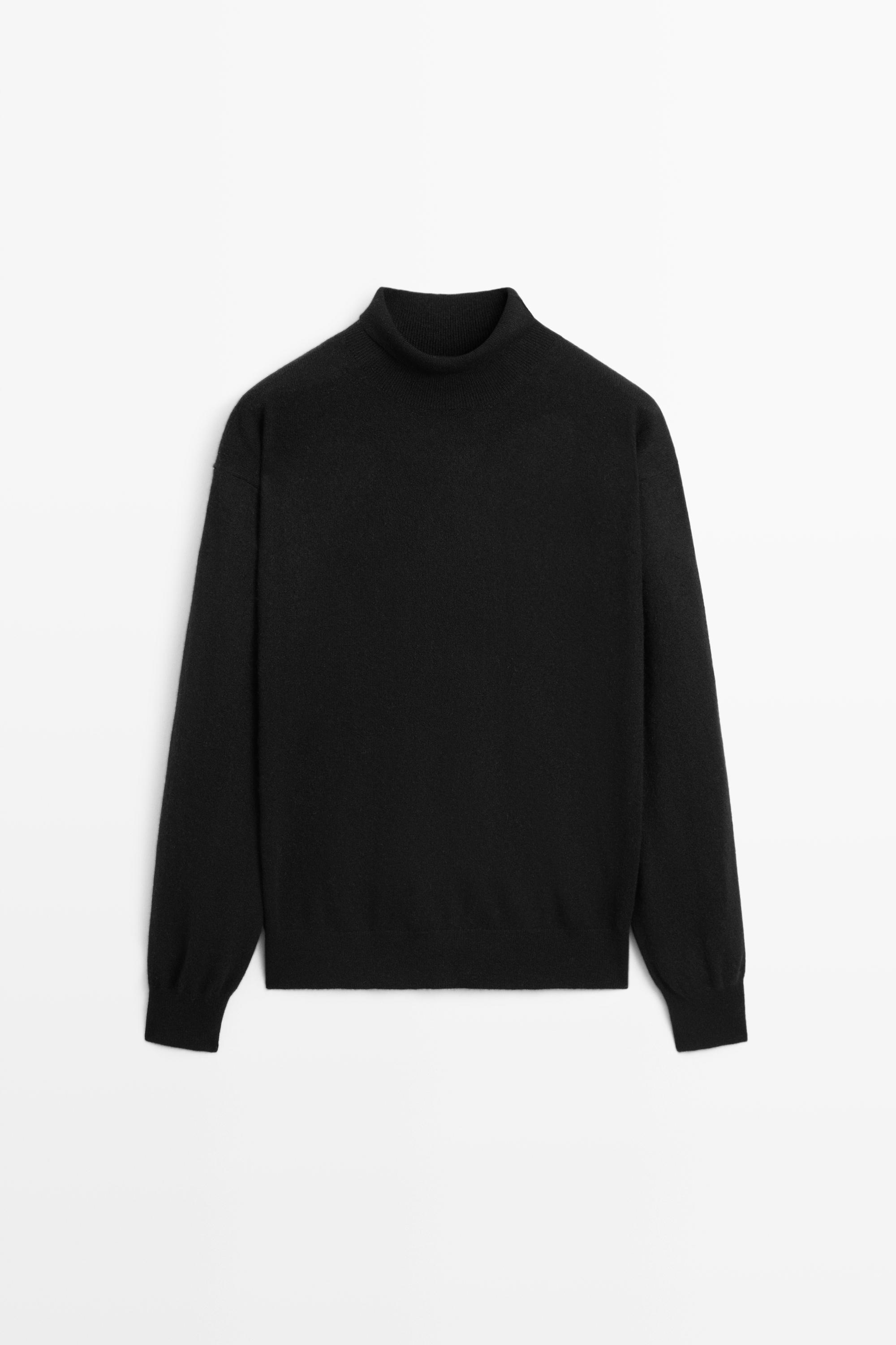 100% cashmere high neck knit sweater