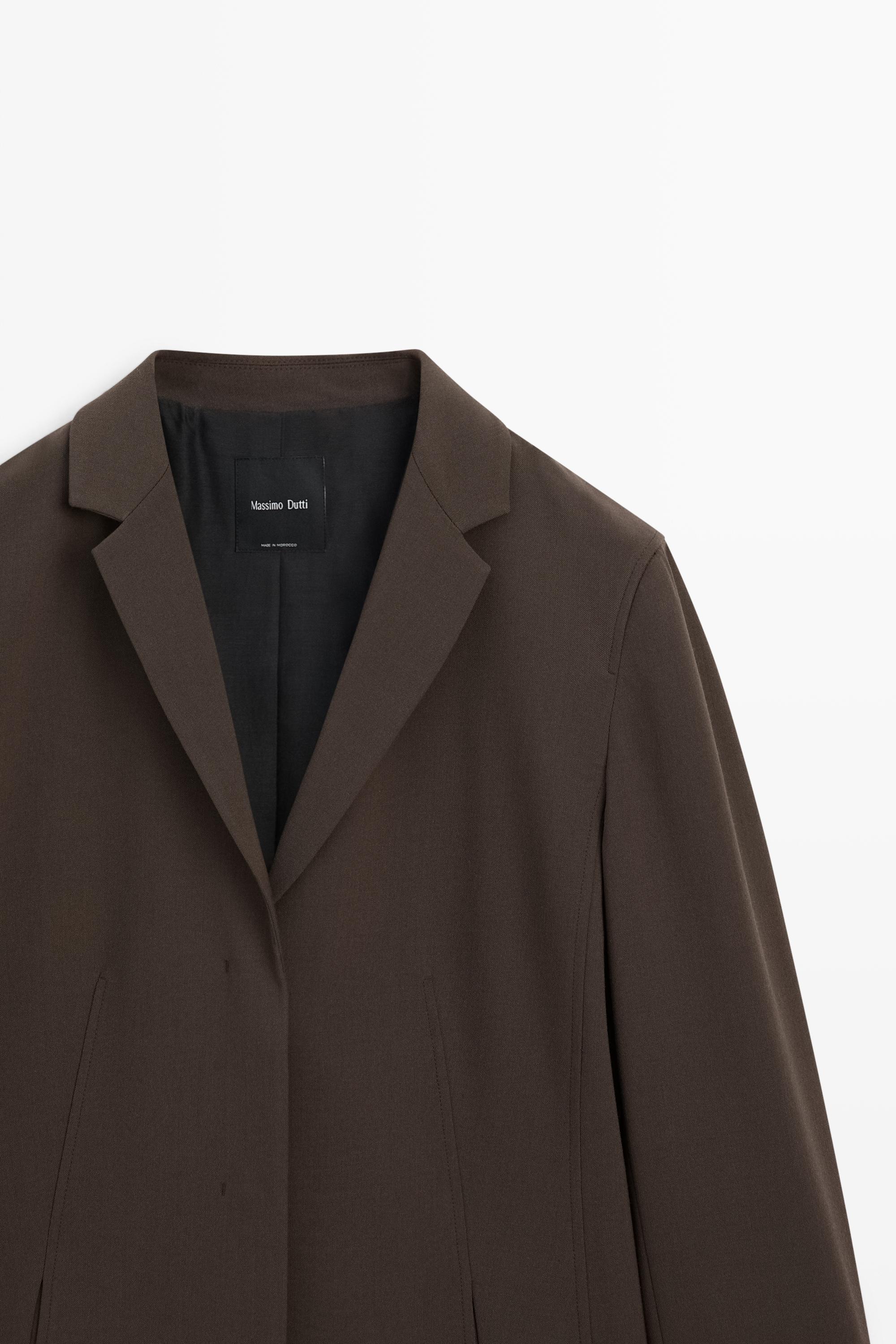 Fluid wool-blend blazer — BROWN