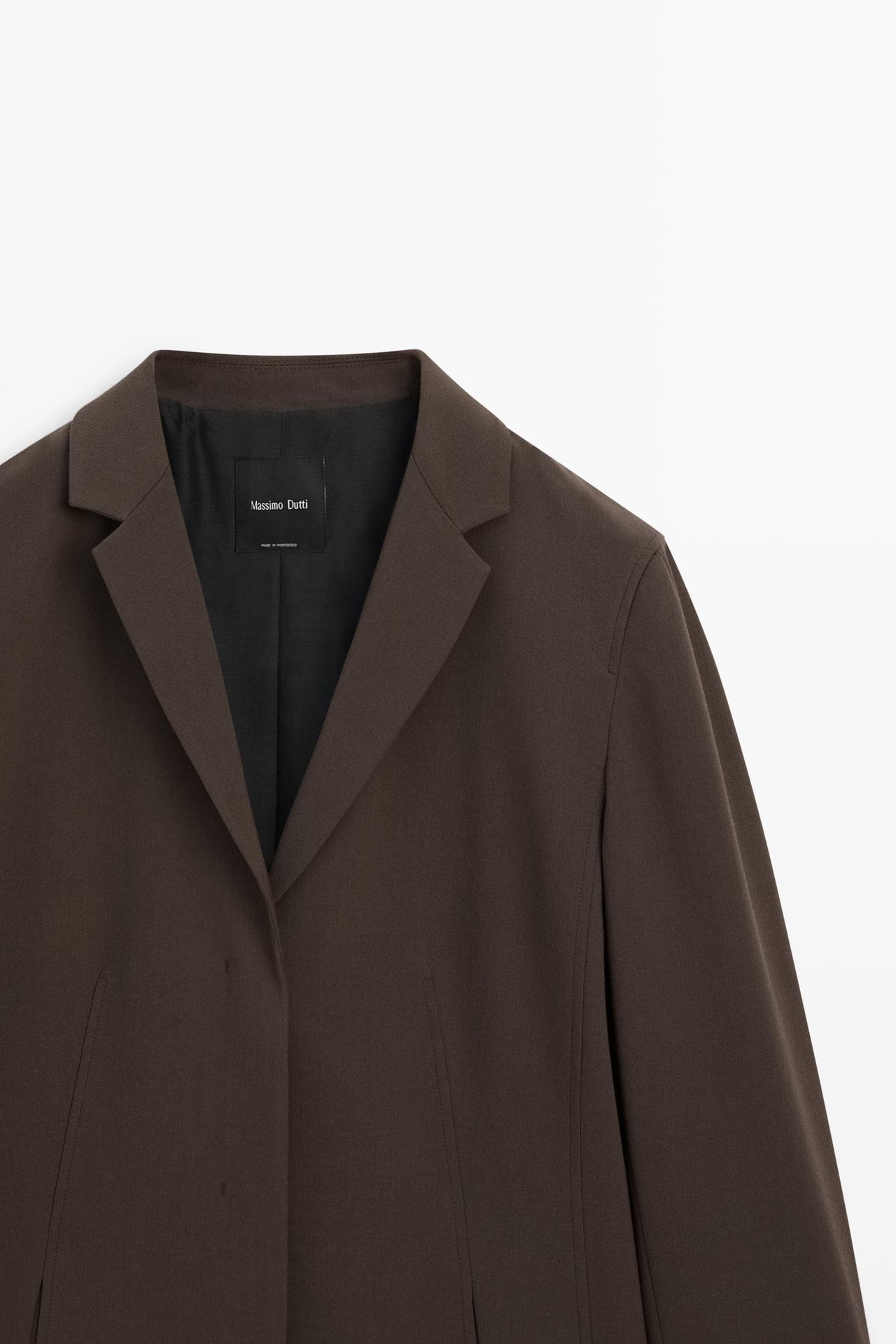 Fluid wool-blend blazer — BROWN