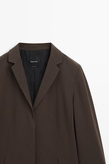 Fluid wool-blend blazer — BROWN 4