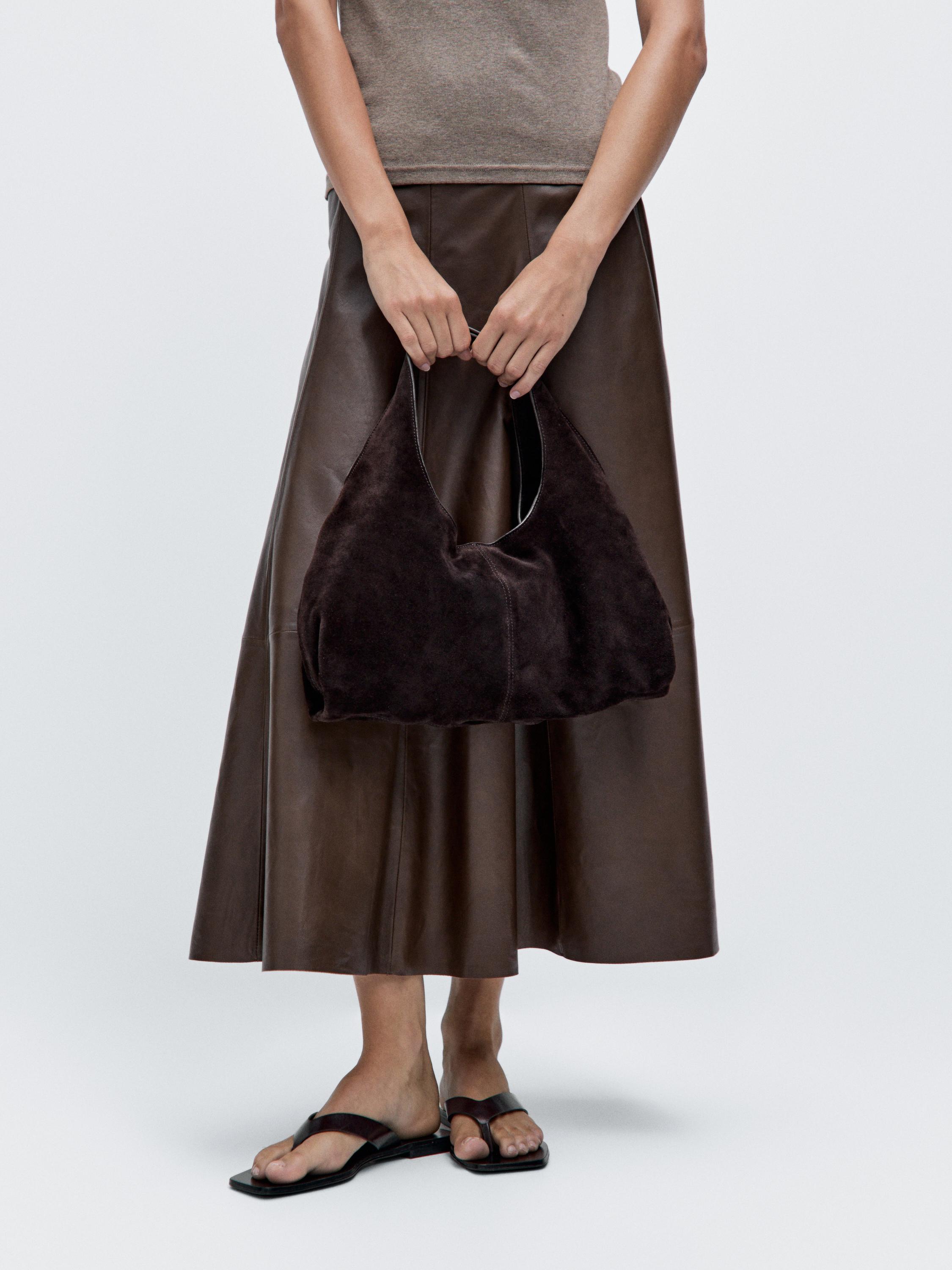 Medium split leather lady bag — BROWN