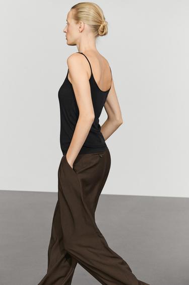 Strappy lace-trimmed camisole top — BLACK 8