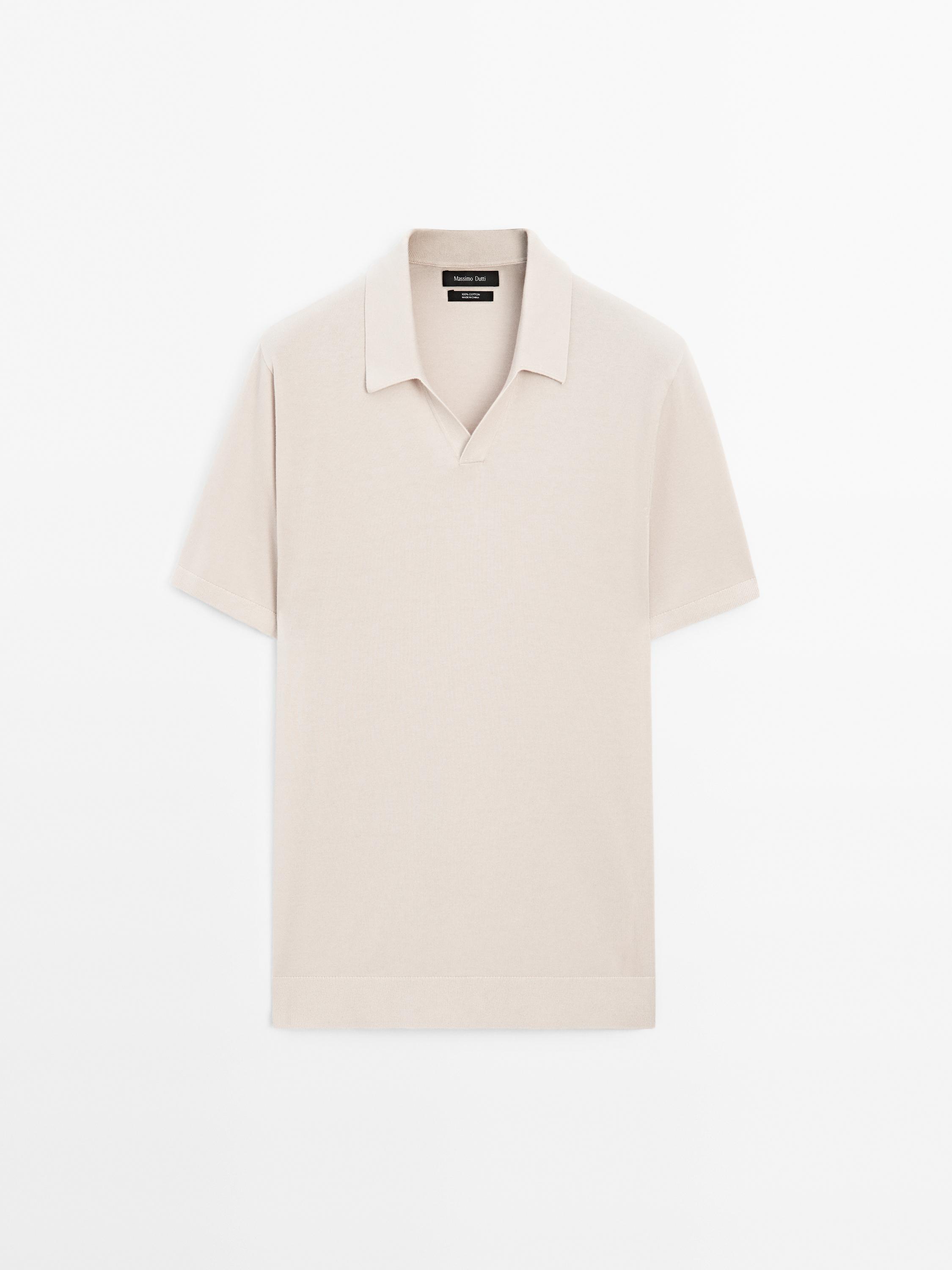 Short sleeve cotton knit polo shirt