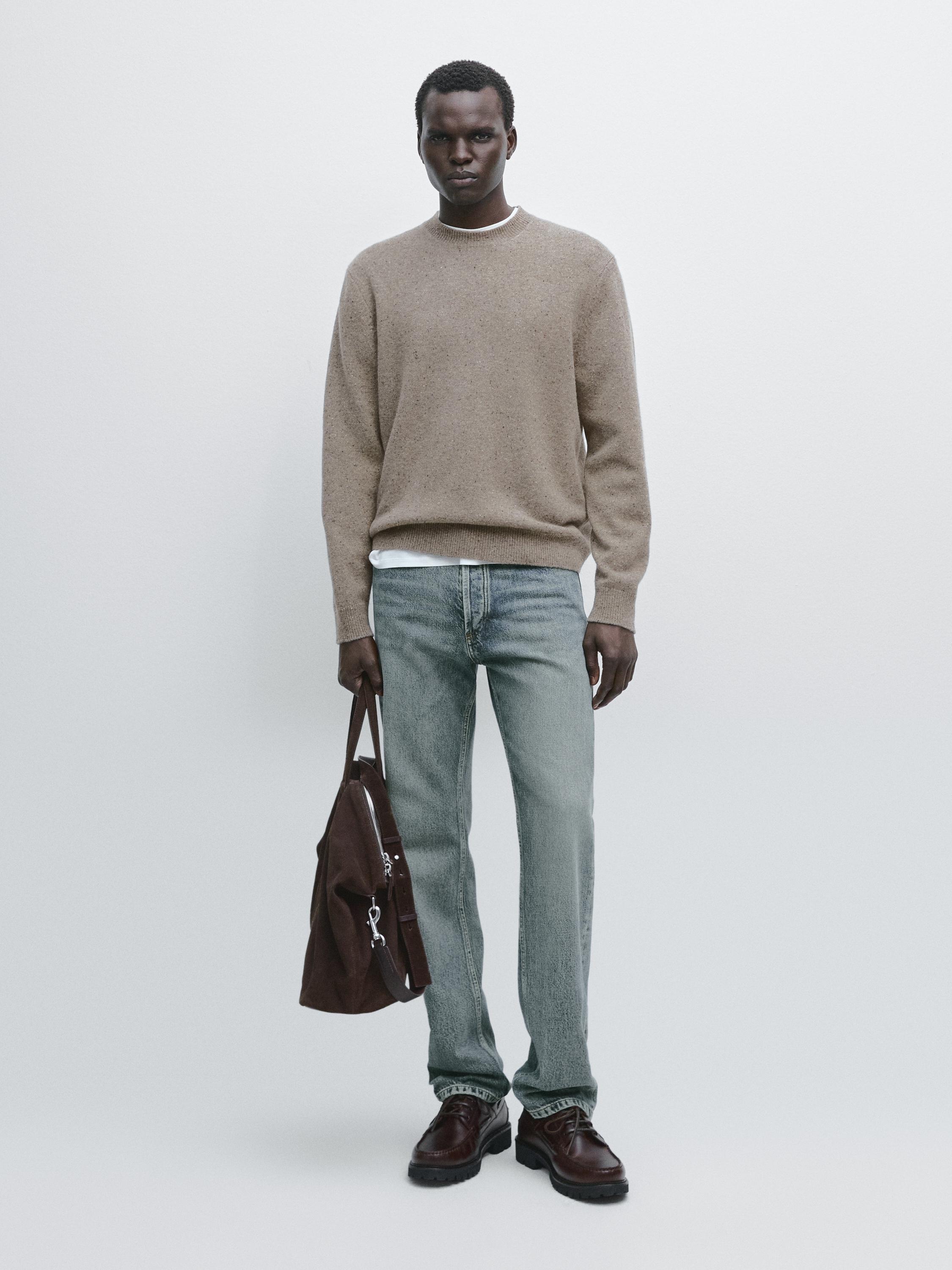 100% wool knit crew neck sweater