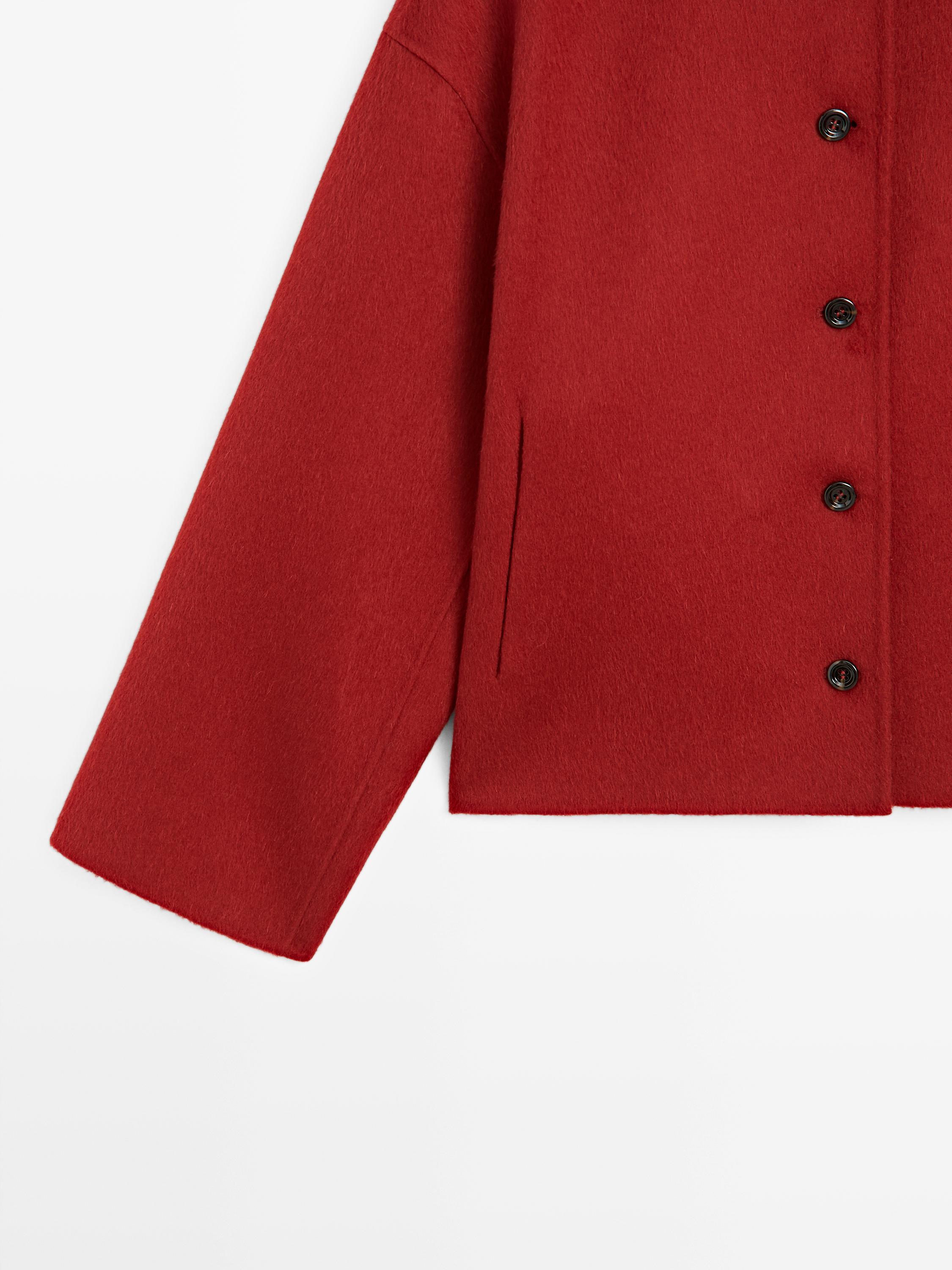 Wool blend jacket with seams — RED