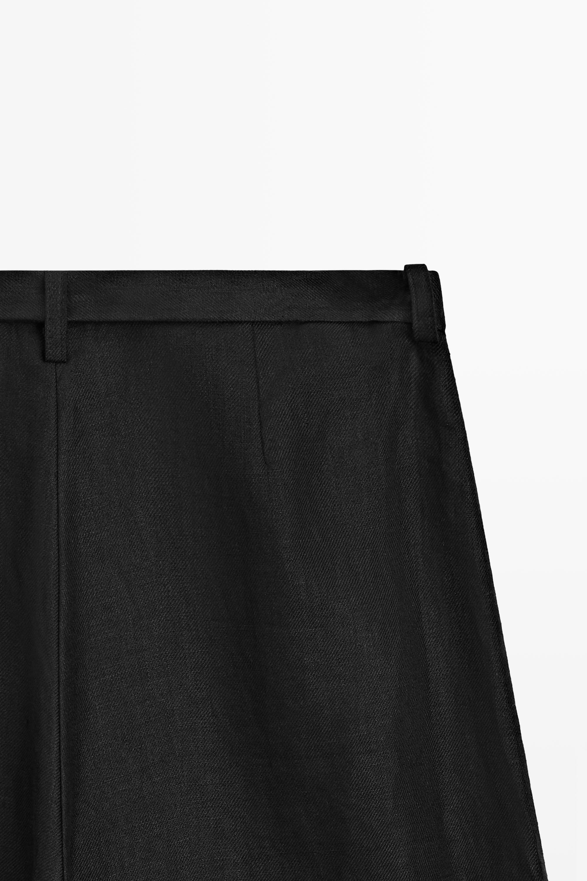 100% linen embroidered skort — BLACK