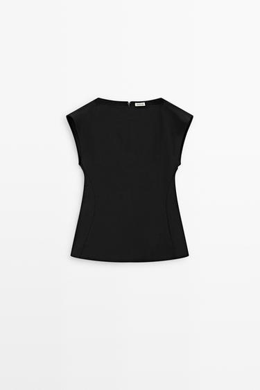 Fitted zip-detail top - STUDIO — BLACK 2
