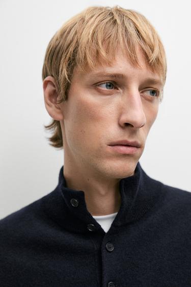 Wool blend mock neck knit sweater — NAVY BLUE 8