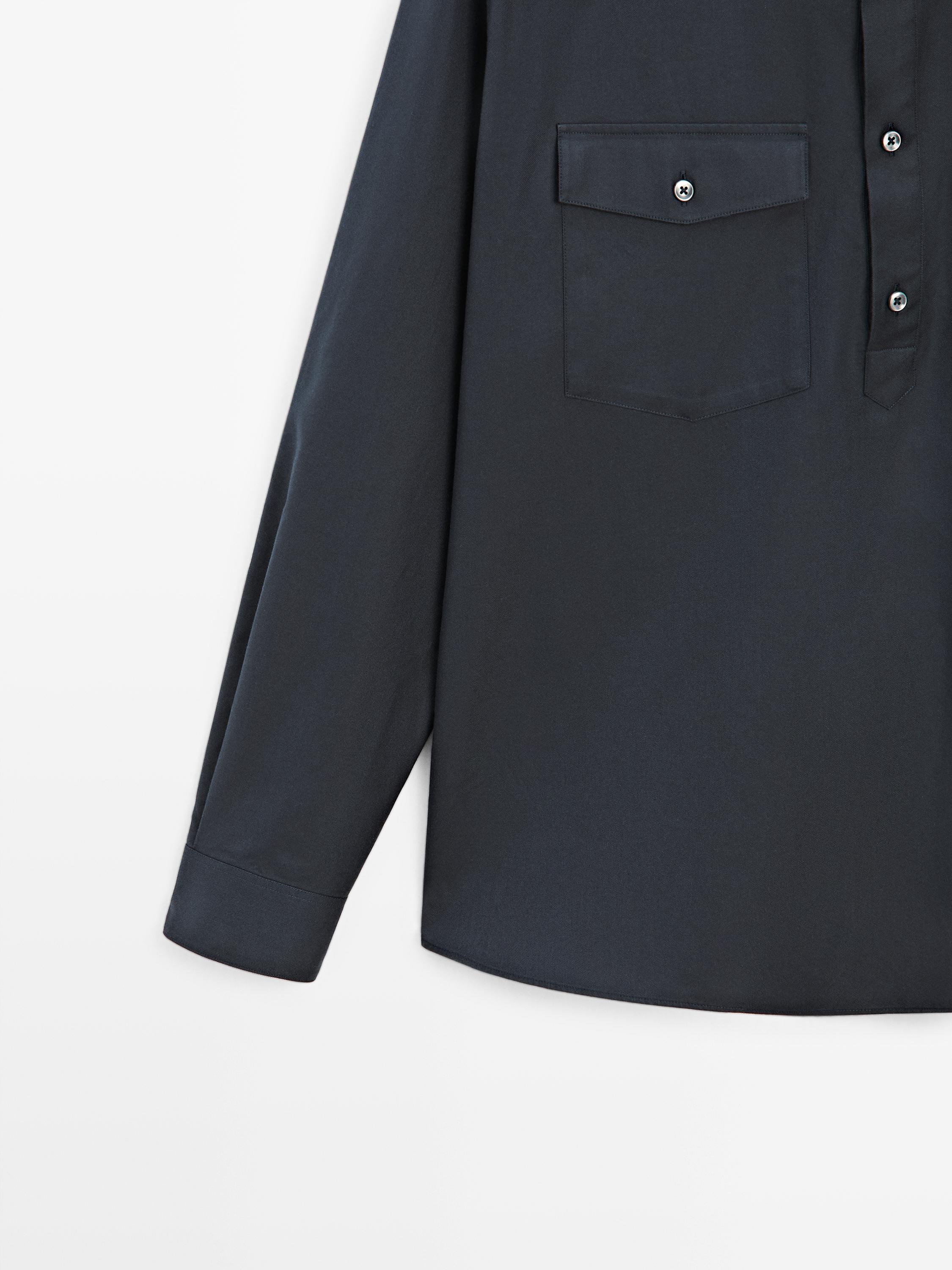 Cotton shirt with pockets — NAVY BLUE