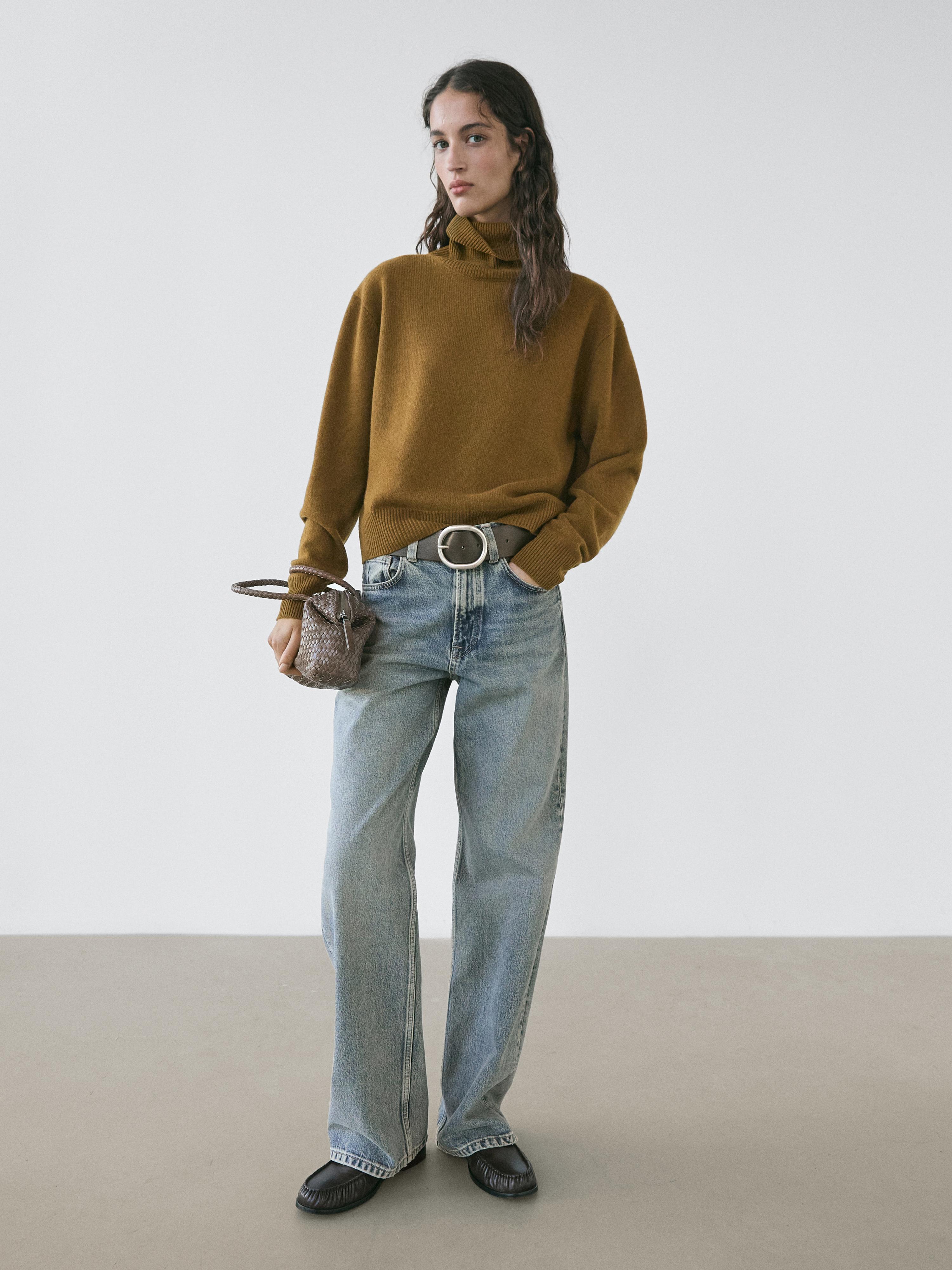 Pull à col roulé en laine mélangée