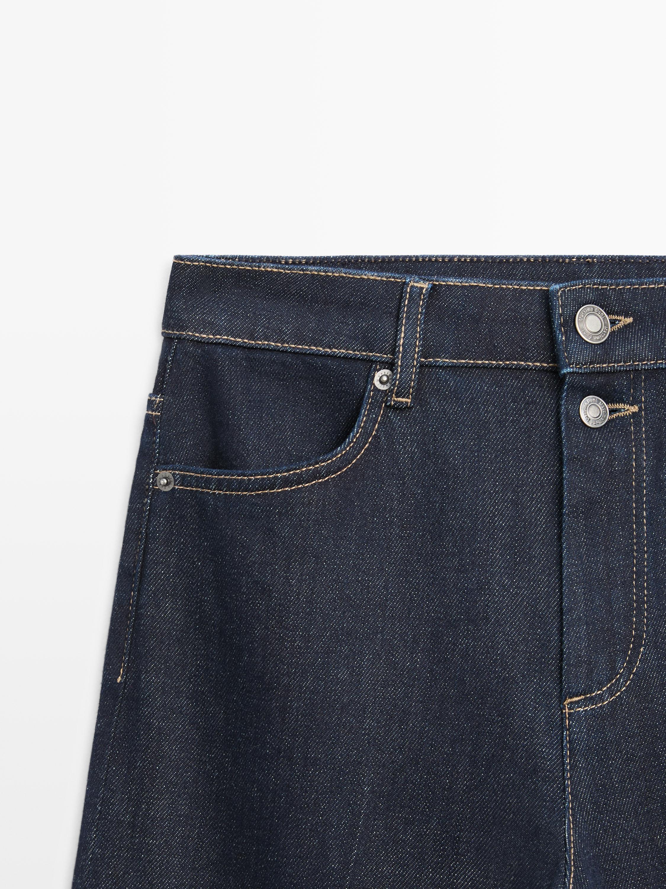 Flared high-waist jeans — DARK BLUE