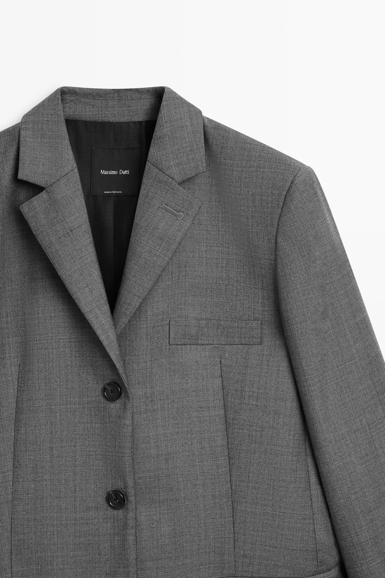 100% wool suit blazer with pockets — DARK GREY
