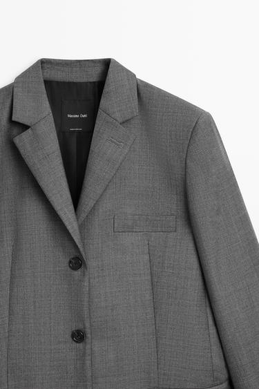 100% wool suit blazer with pockets — DARK GREY 9