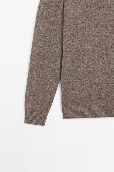 Mouliné knit sweater with wool, round neck — MOLE BROWN 7