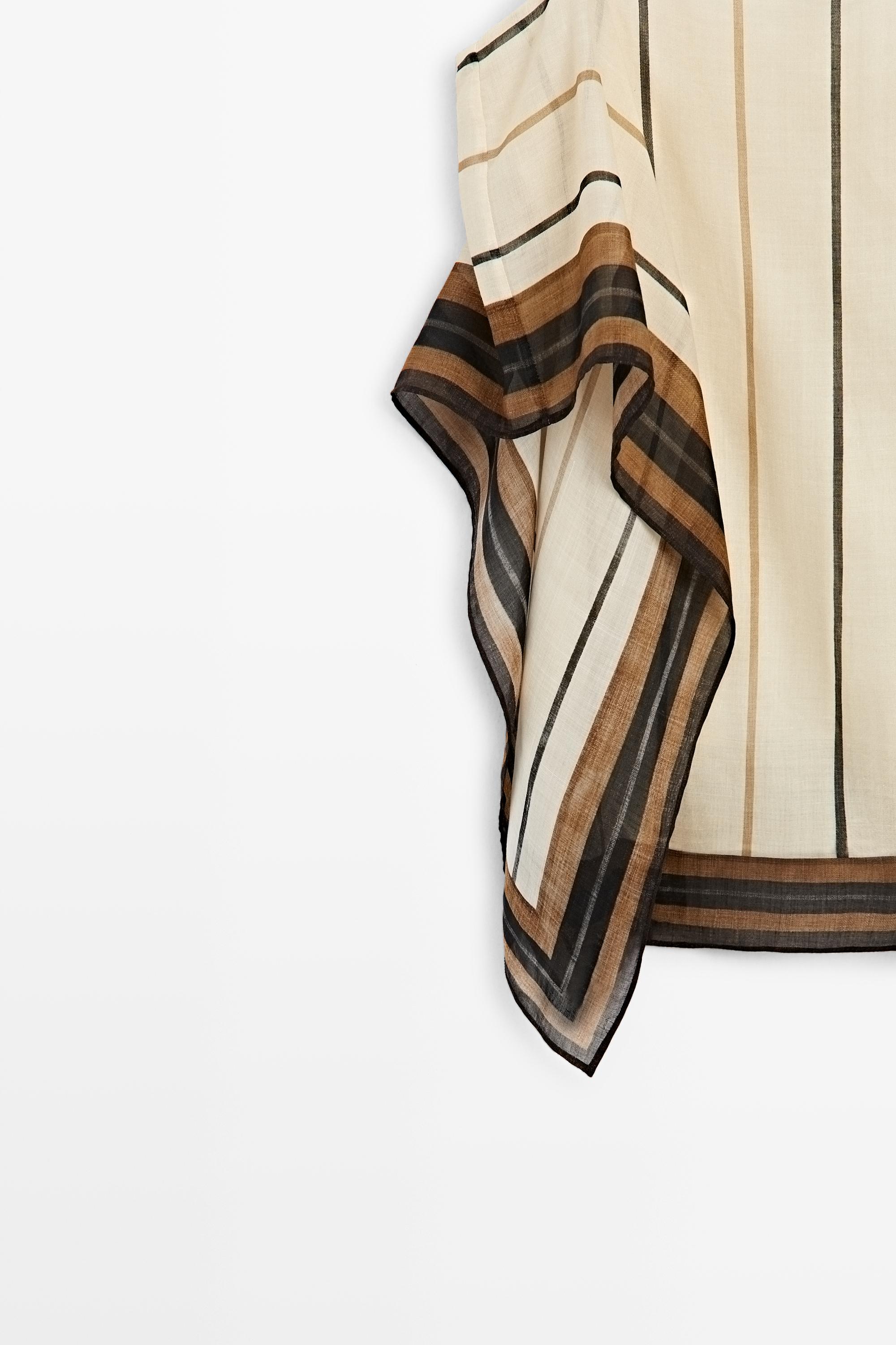 Flowing striped strappy top — BLUSH-BEIGE