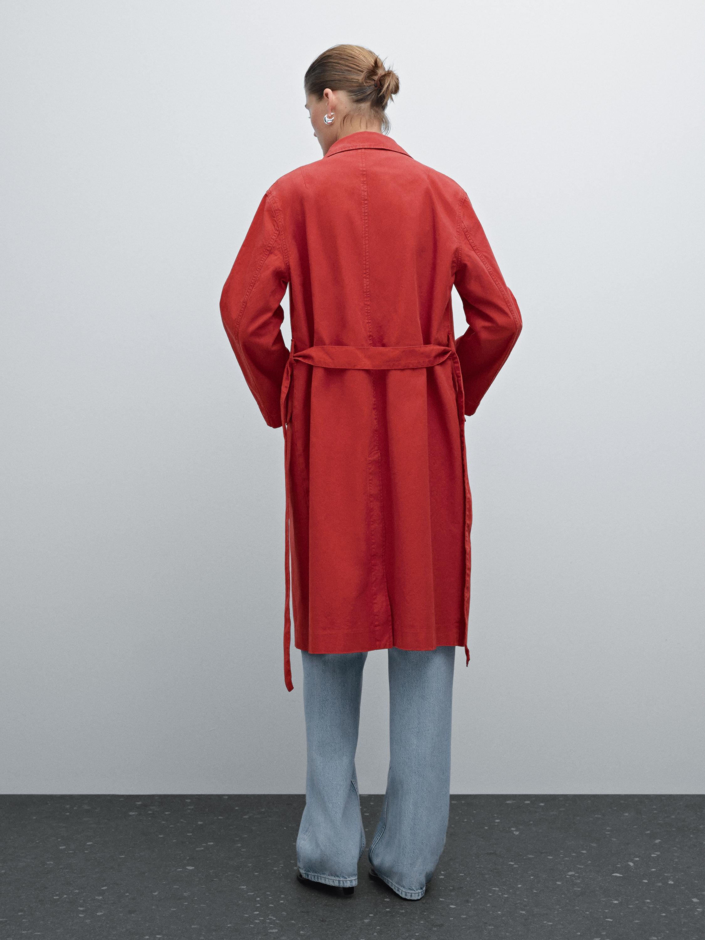 Trenchcoat Asos Roter Mantel Belted Coat Trenchcoat Bordeaux Rot