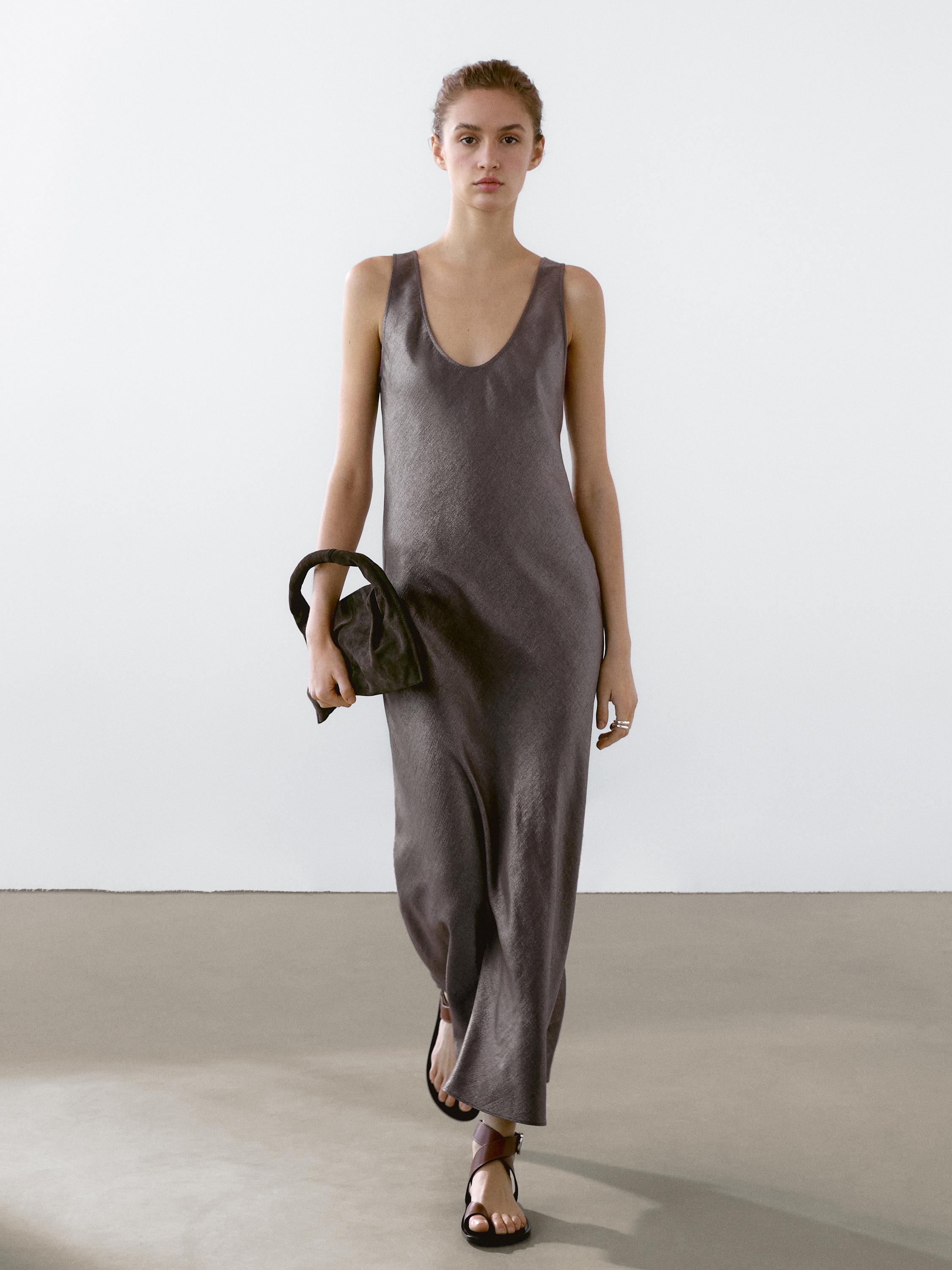 Robe midi en lin mélangé