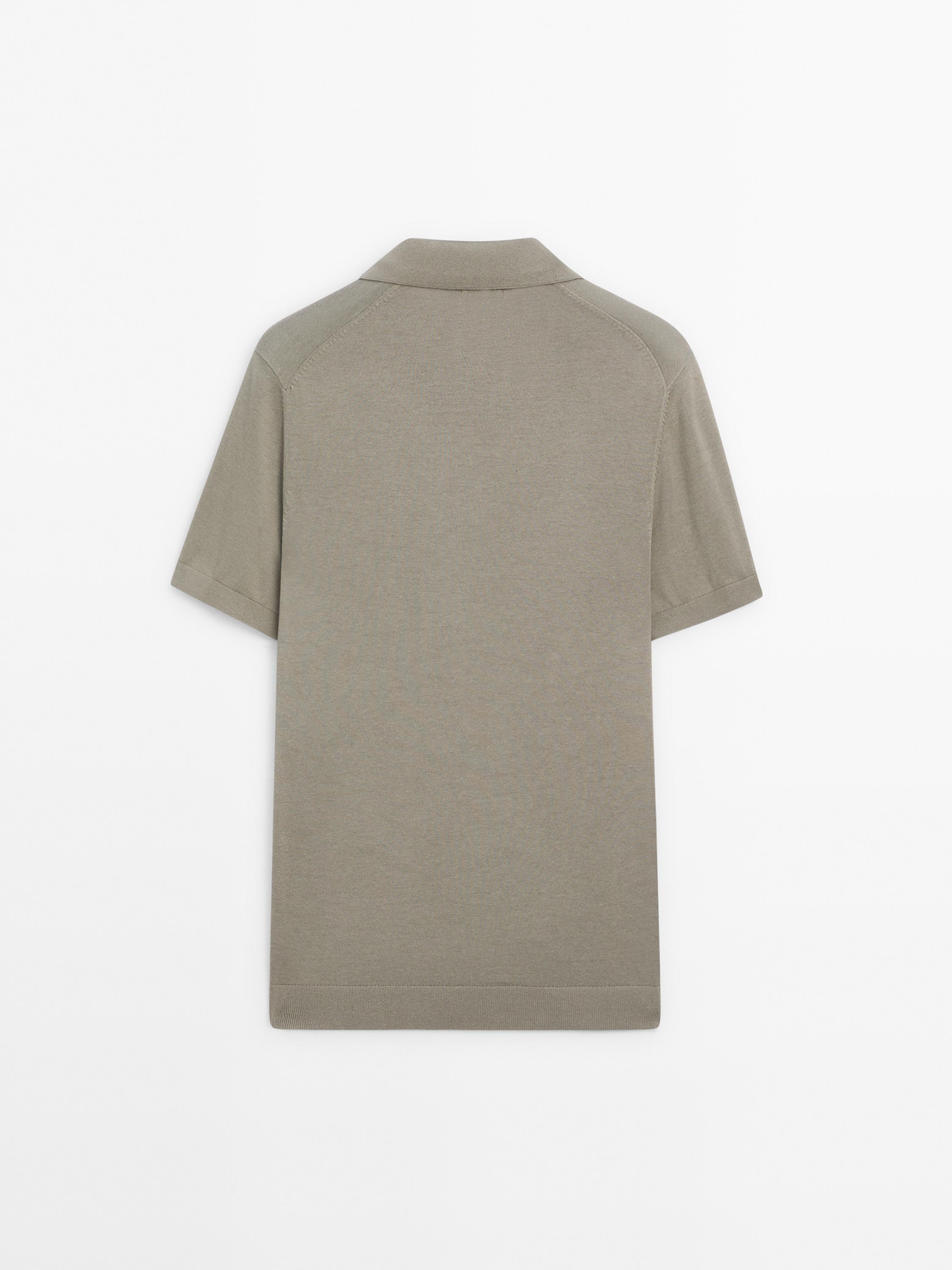 Short sleeve polo sweater with cotton