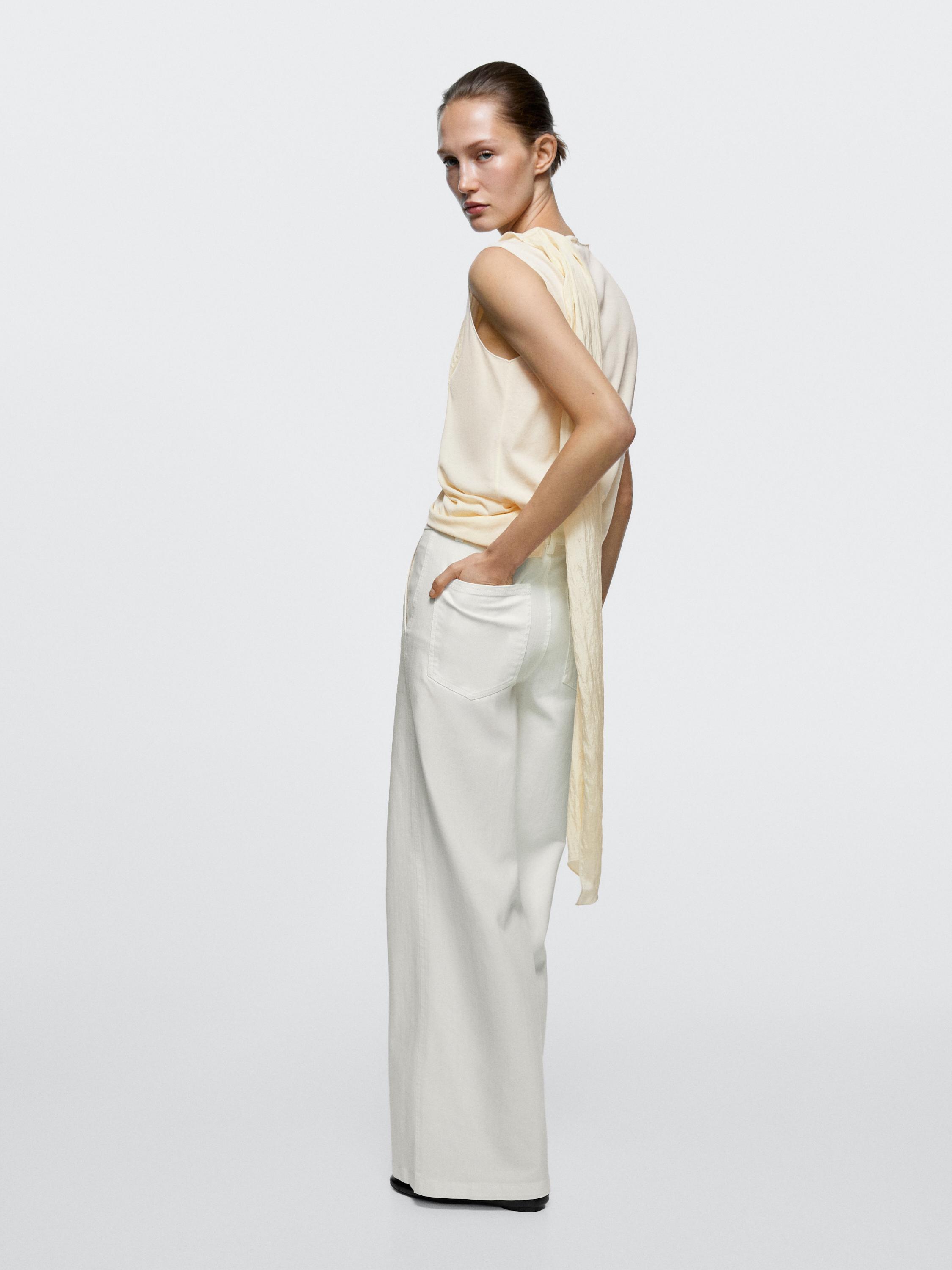 High-waist palazzo jeans — WHITE