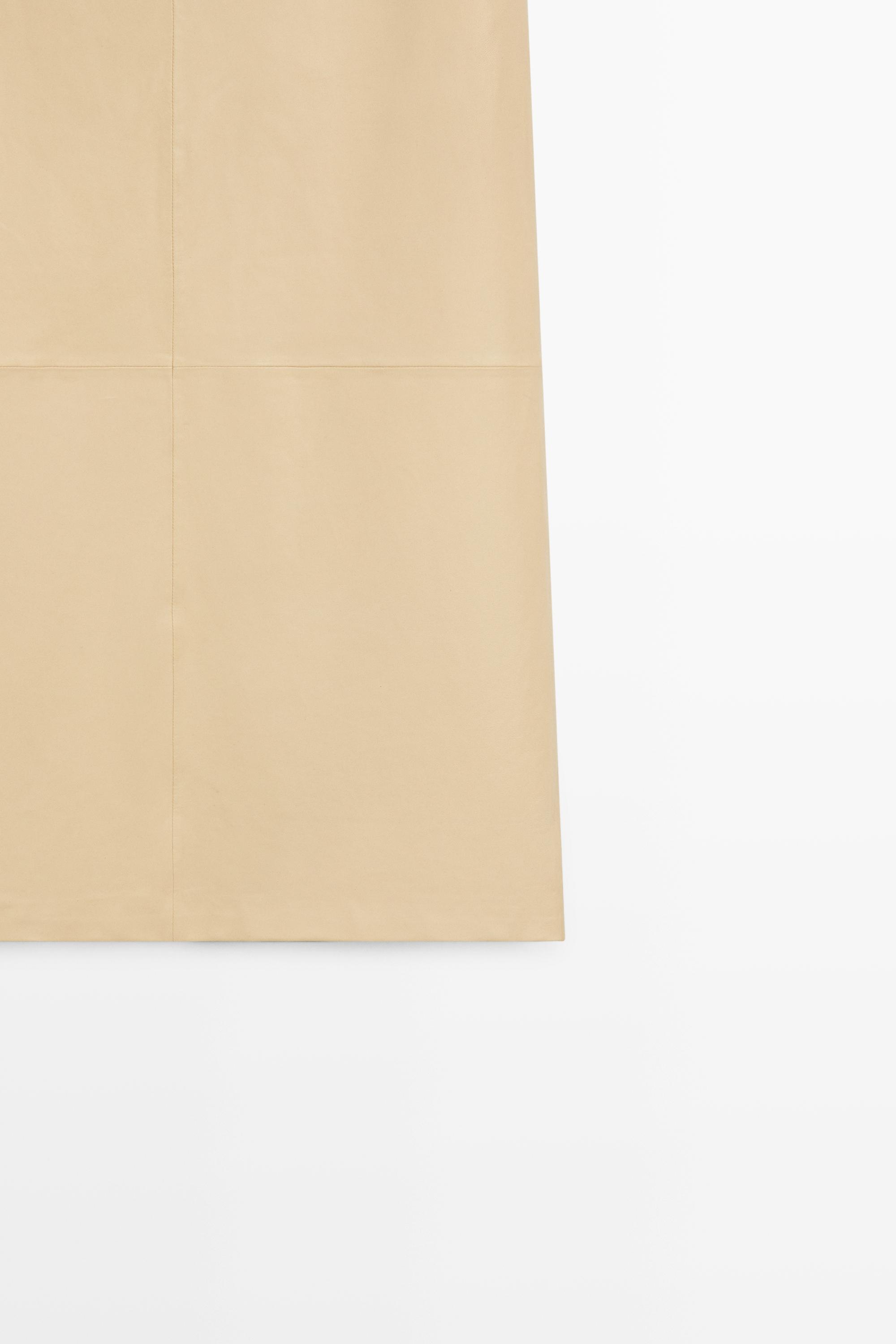 Nappa leather midi skirt — Vanilla