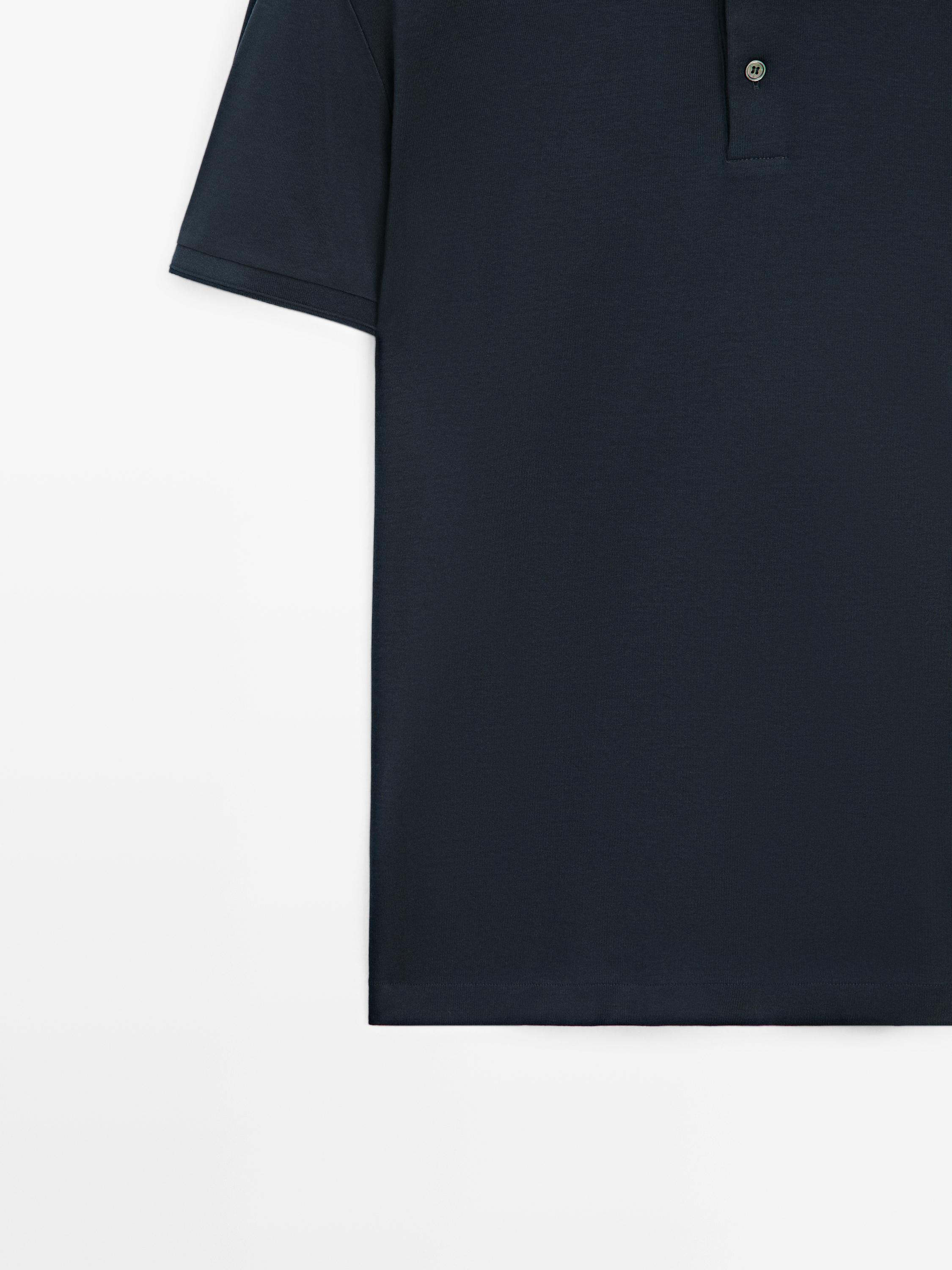 Short sleeve cotton polo shirt — NAVY BLUE