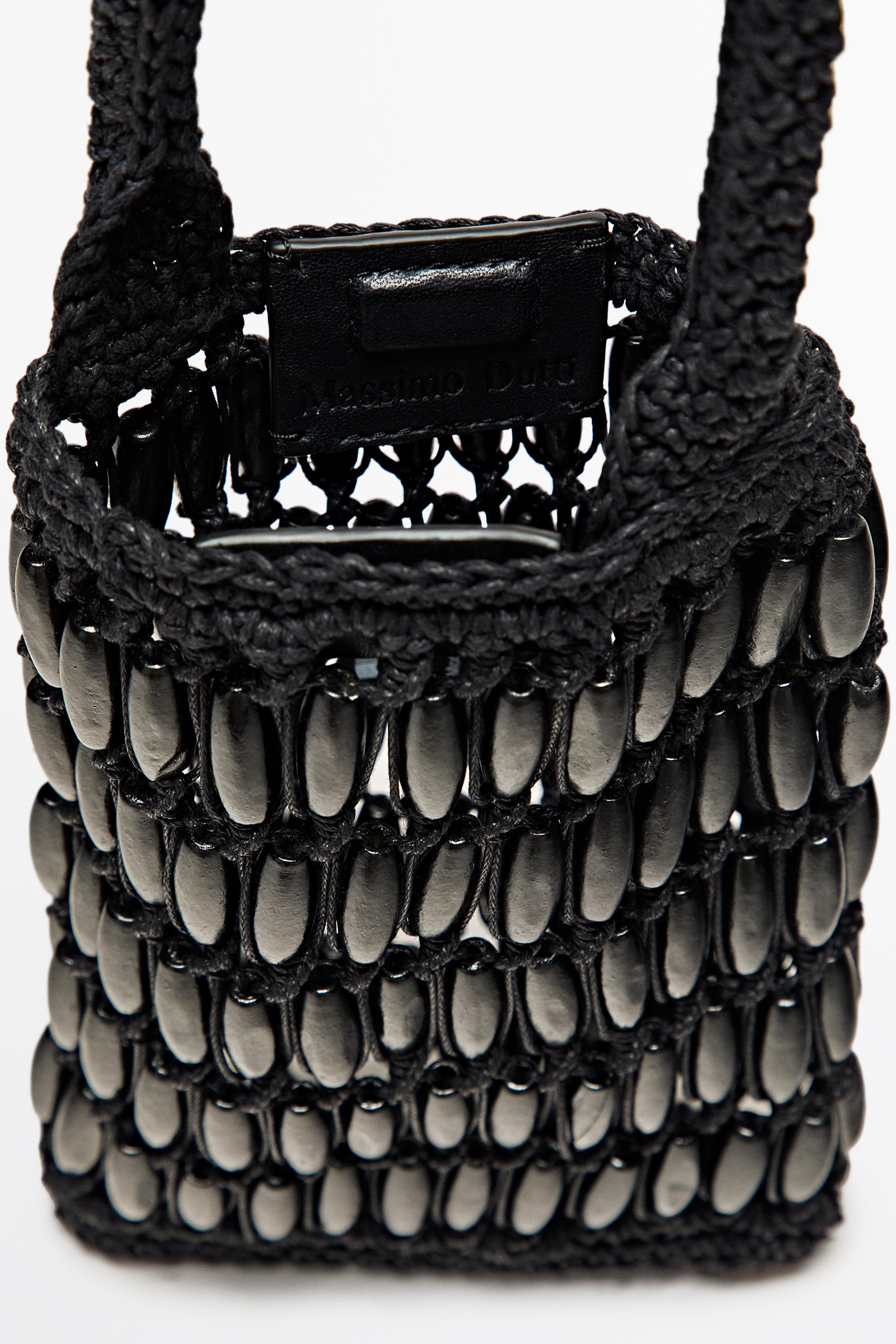 Crossbody bag with wooden details — BLACK