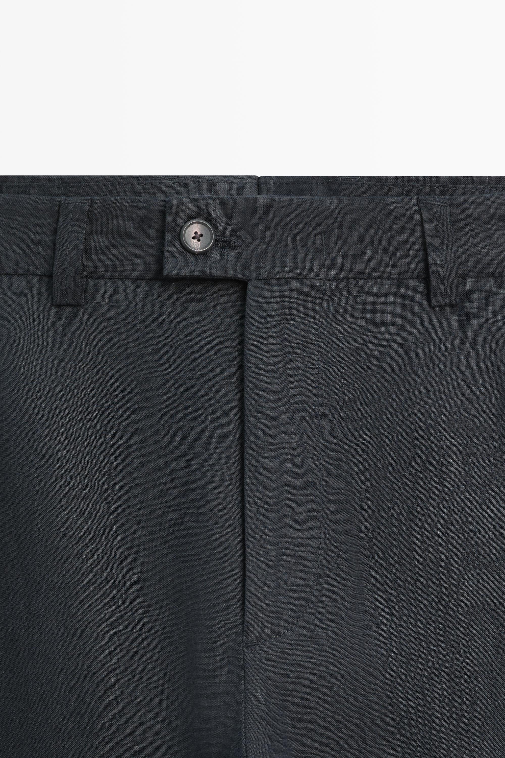 Straight-leg linen pants — DARK BLUE