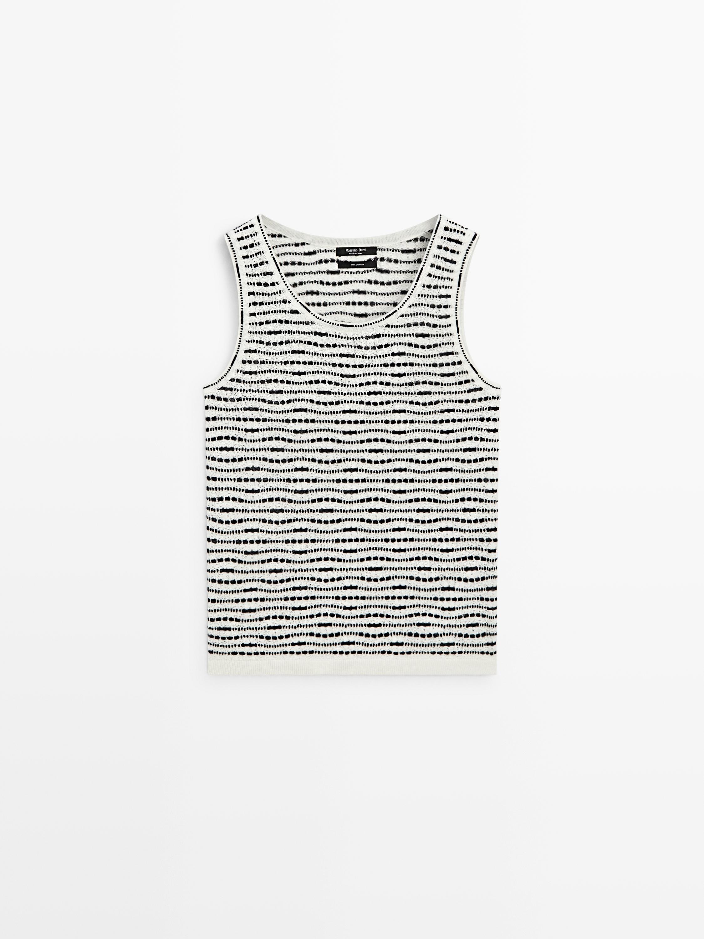 100% cotton knit top — CREAM