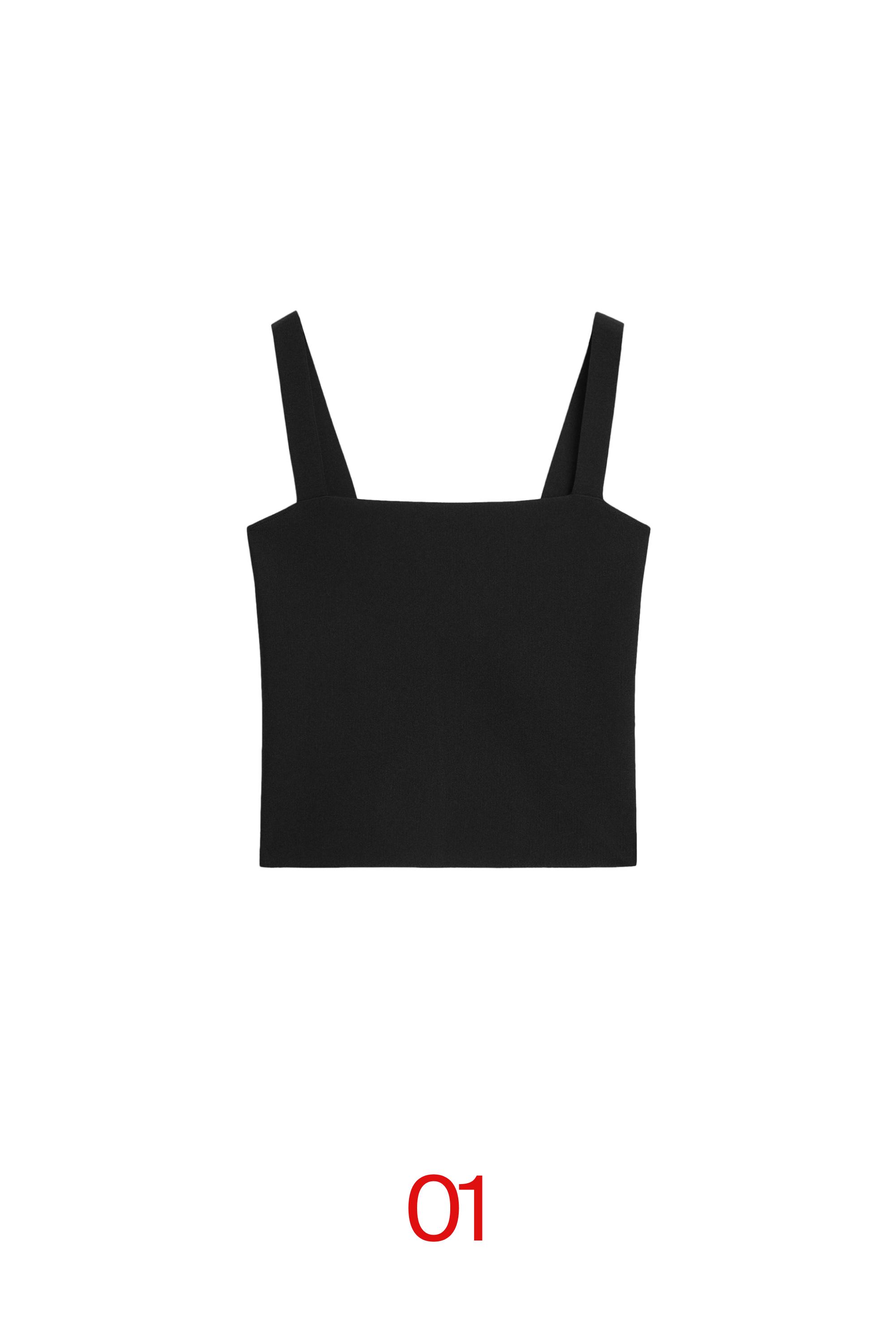 Knit top with a square neckline — BLACK