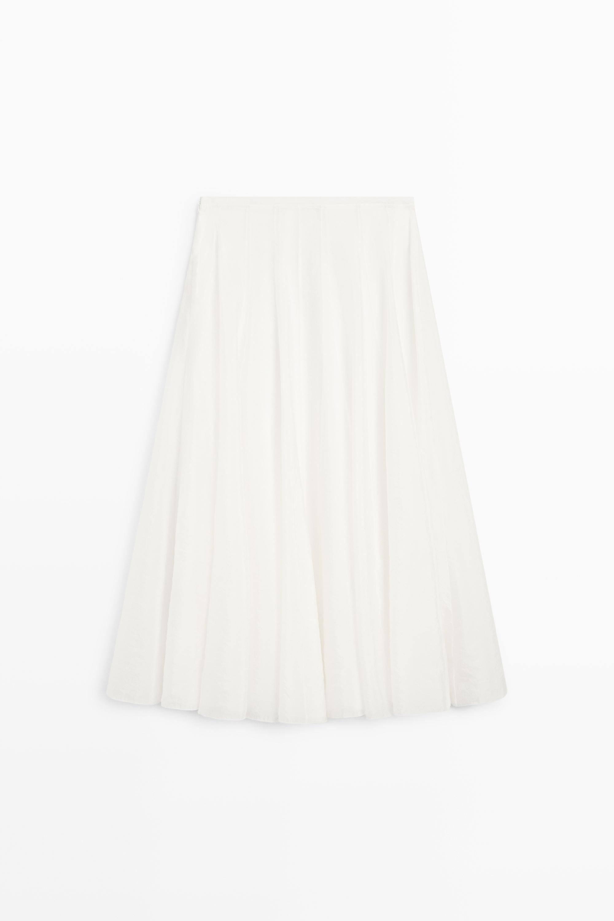 Flowy flared midi skirt — WHITE