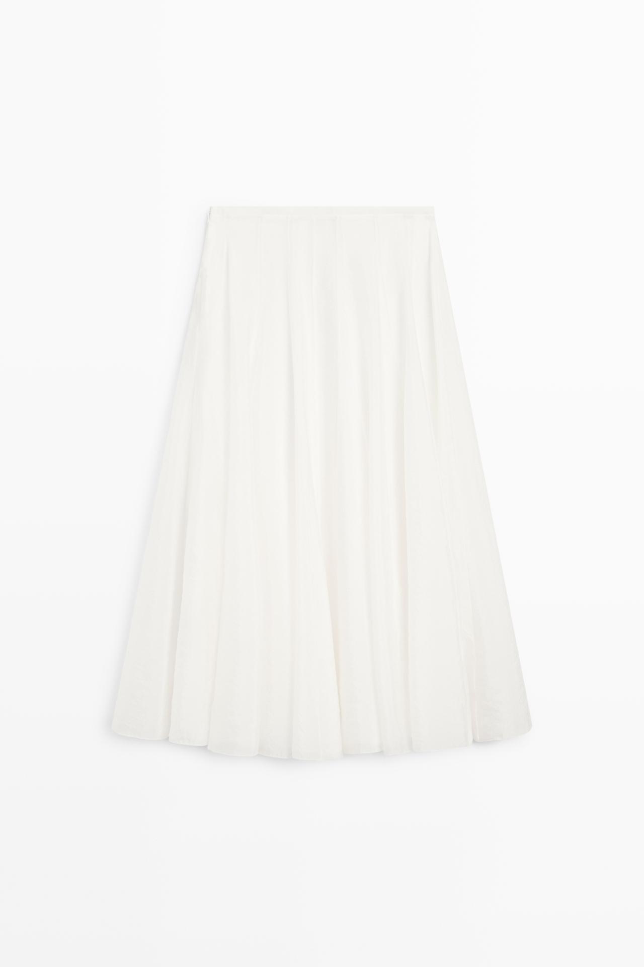 Flowy flared midi skirt — WHITE