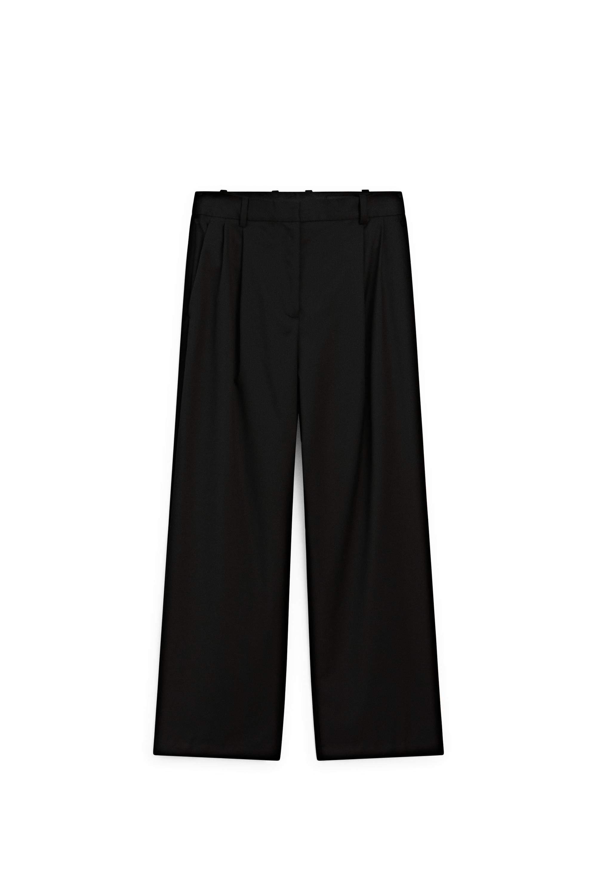 Extra fine wool pleated pants — BLACK